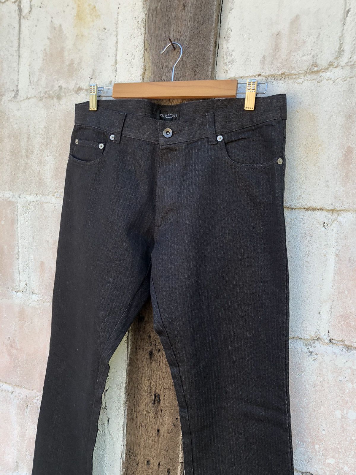 Designer × Japanese Brand 🔥SALE🔥Flared CuteAcute Homme Black Hickory Denim Pants Size US 34 / EU 50 - 4 Thumbnail