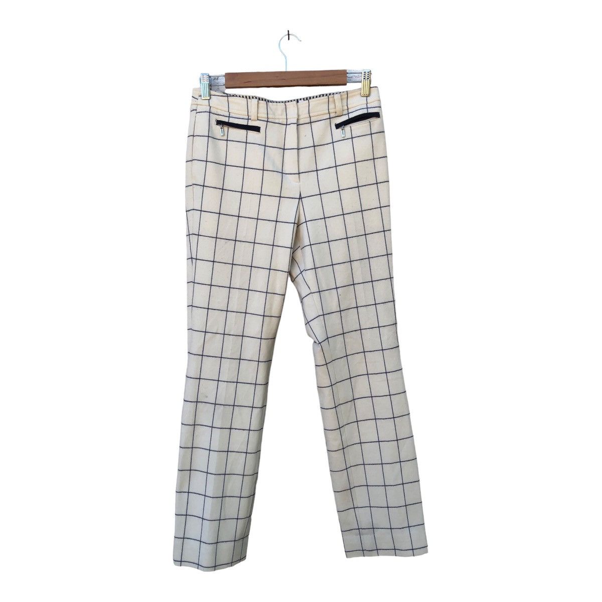 Vintage 🔥SALE AW23🔥Lanvin Sport Checkered Design White Pants Size 30" / US 8 / IT 44 - 1 Thumbnail