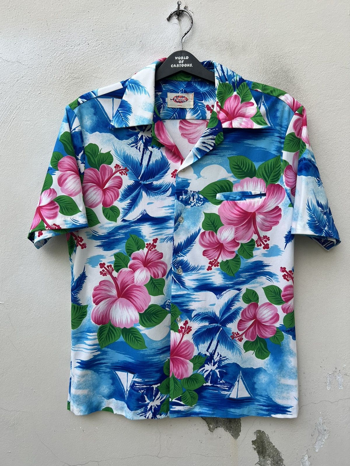 Vintage Vintage 60s 70s POMARE Hibiscus Palm Tree Hawaiian Shirt Size US M / EU 48-50 / 2 - 5 Thumbnail