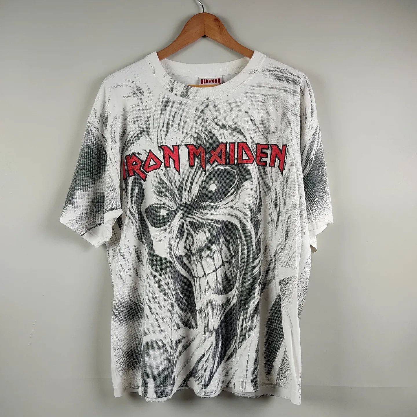 image of Band Tees x Iron Maiden 90's Iron Maiden Killers All Over Print in White, Men's (Size XL)