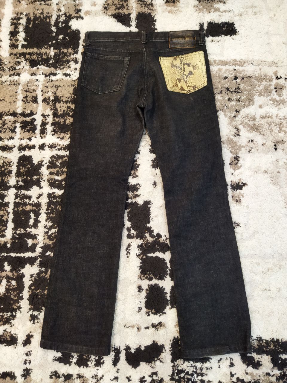 20471120 Japanese Tokyo Jeans Handcraft Snake Leather Pocket Jeans Size US 31 - 13 Thumbnail