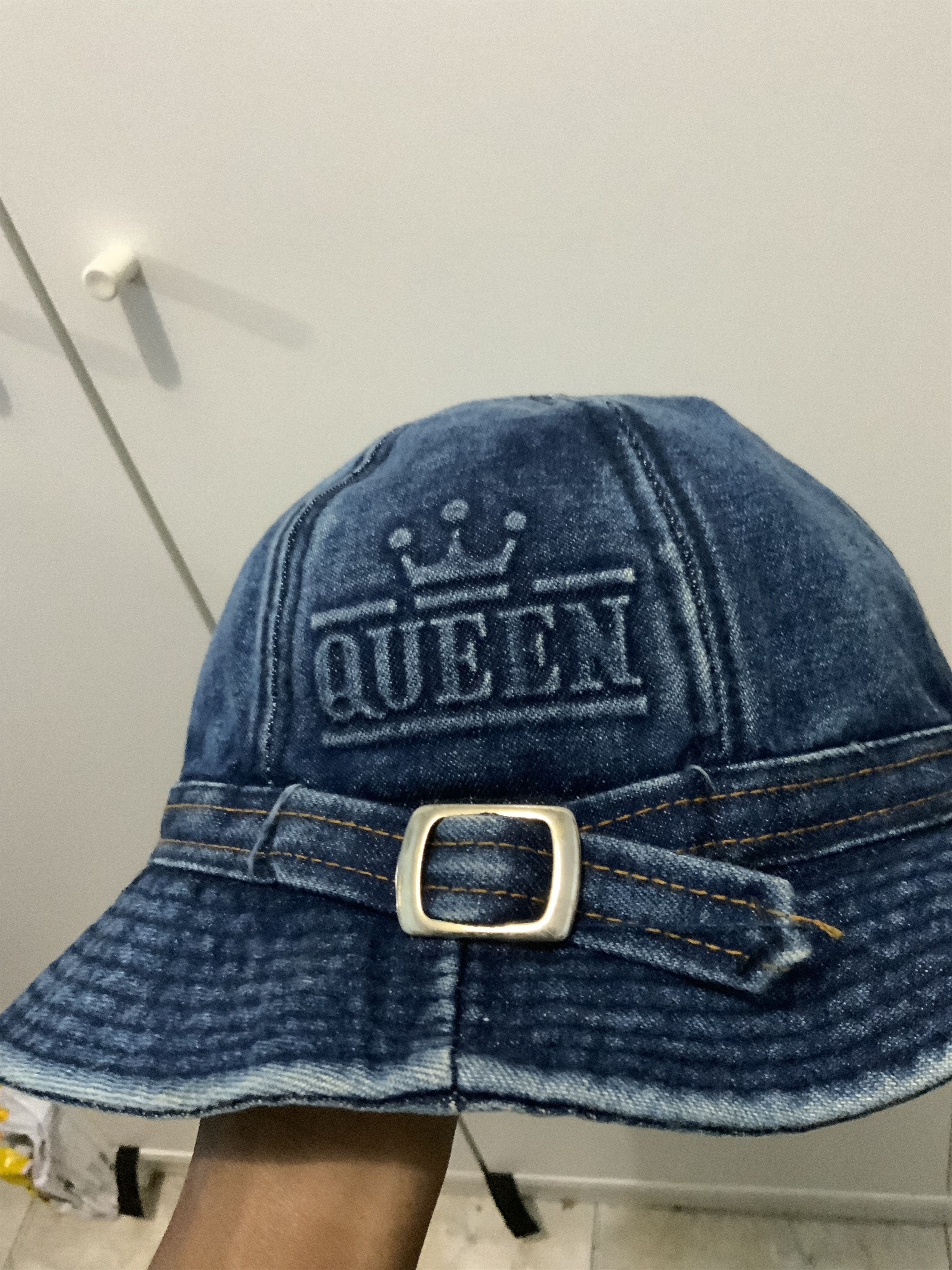 Japanese Brand Queen Spellout Denime Bucket Hat Size ONE SIZE - 9 Thumbnail