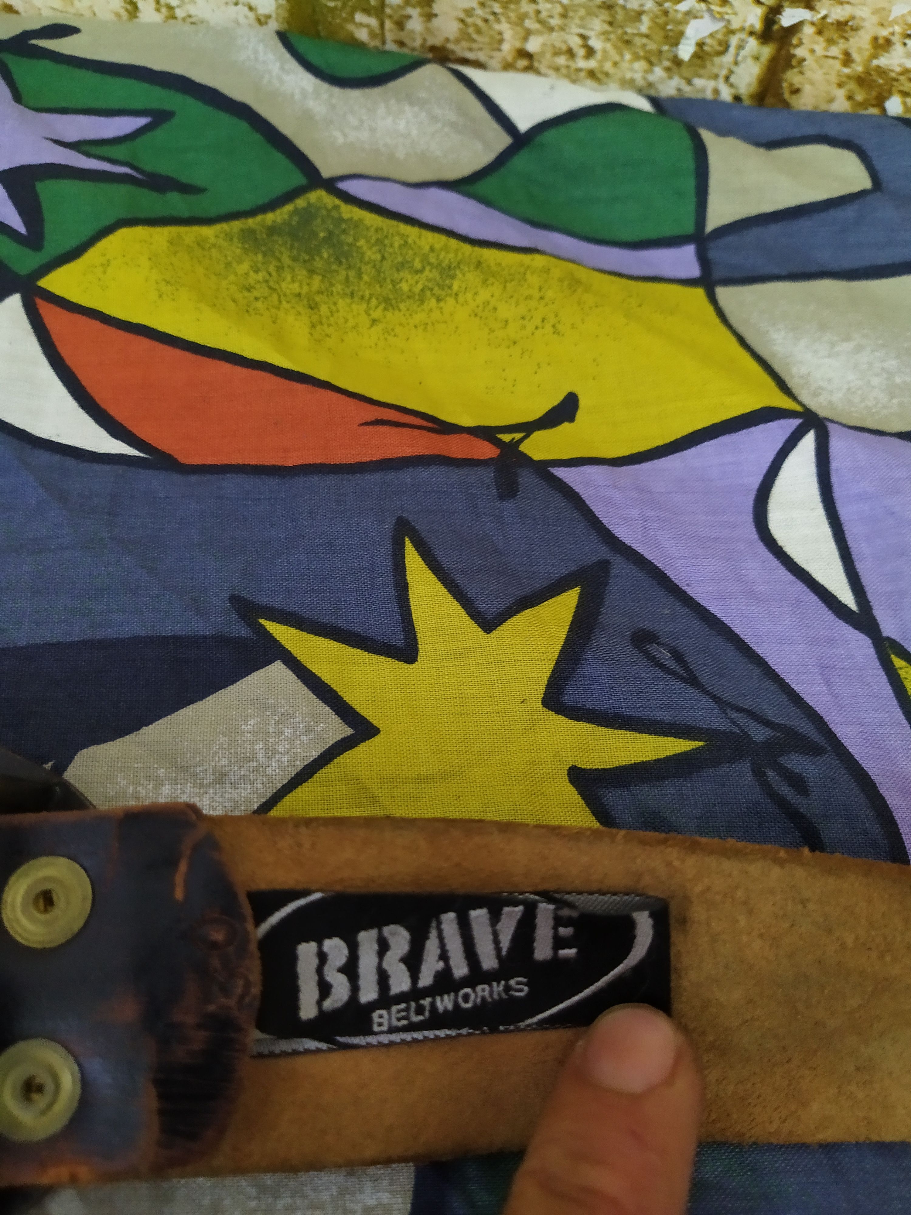 Japanese Brand BRAVE DISTRESSED LEATHER BELTWORK (B477) Size ONE SIZE - 4 Thumbnail