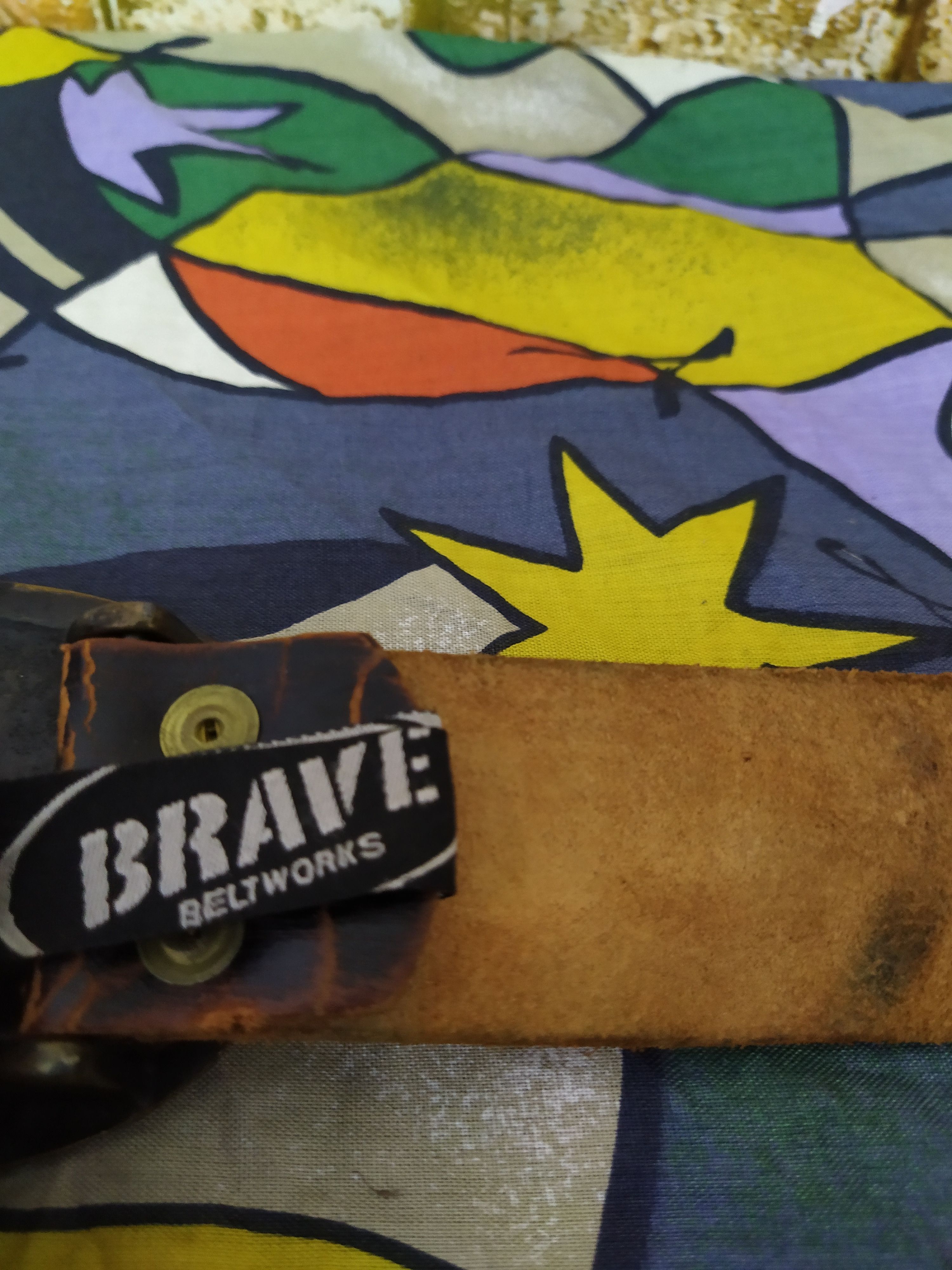 Japanese Brand BRAVE DISTRESSED LEATHER BELTWORK (B477) Size ONE SIZE - 5 Thumbnail