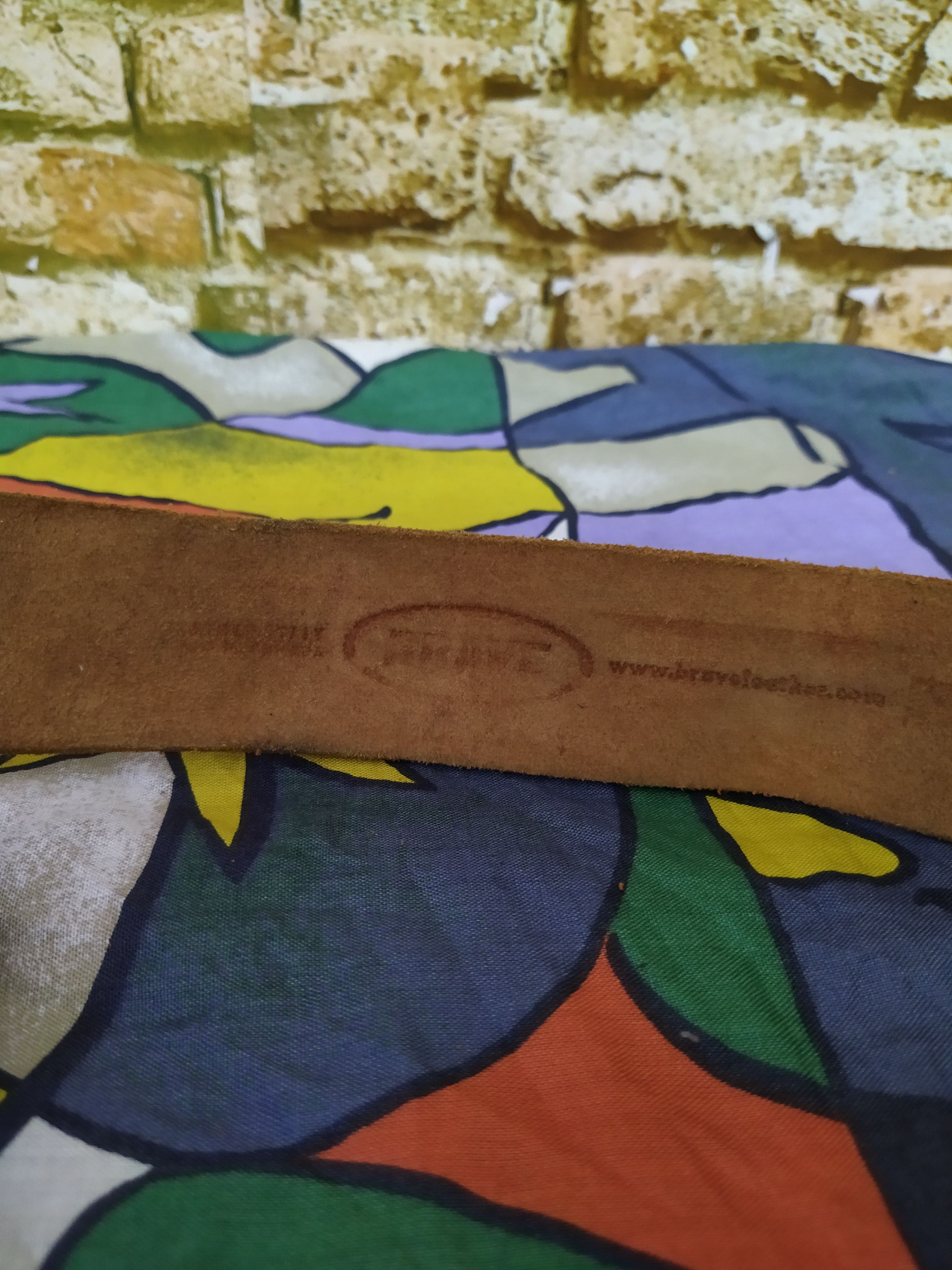 Japanese Brand BRAVE DISTRESSED LEATHER BELTWORK (B477) Size ONE SIZE - 2 Thumbnail