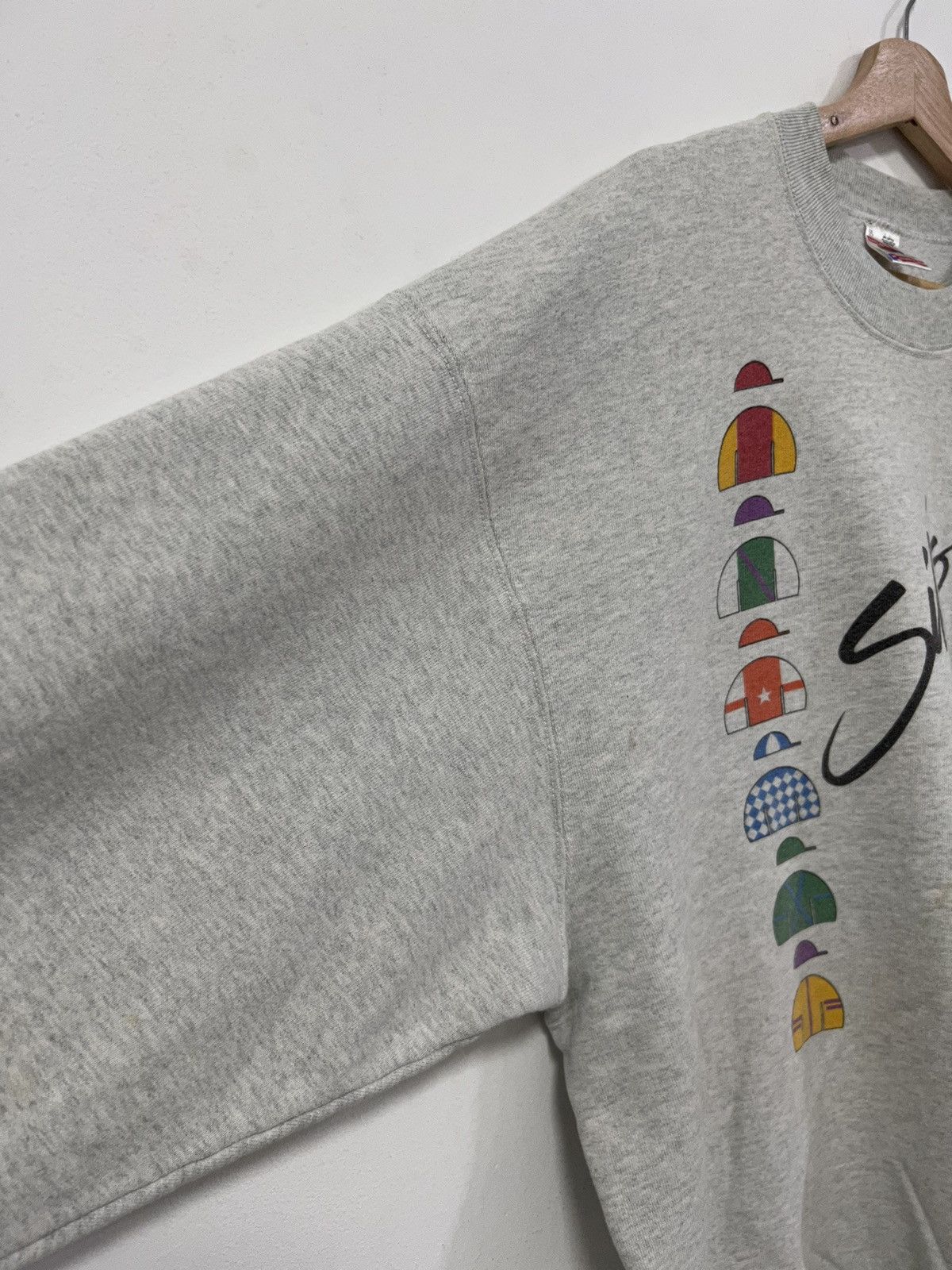 Fruit Of The Loom × Vintage Vintage 90s Silks Flag Design Distressed Sweatshirt Size US XXL / EU 58 / 5 - 9 Thumbnail