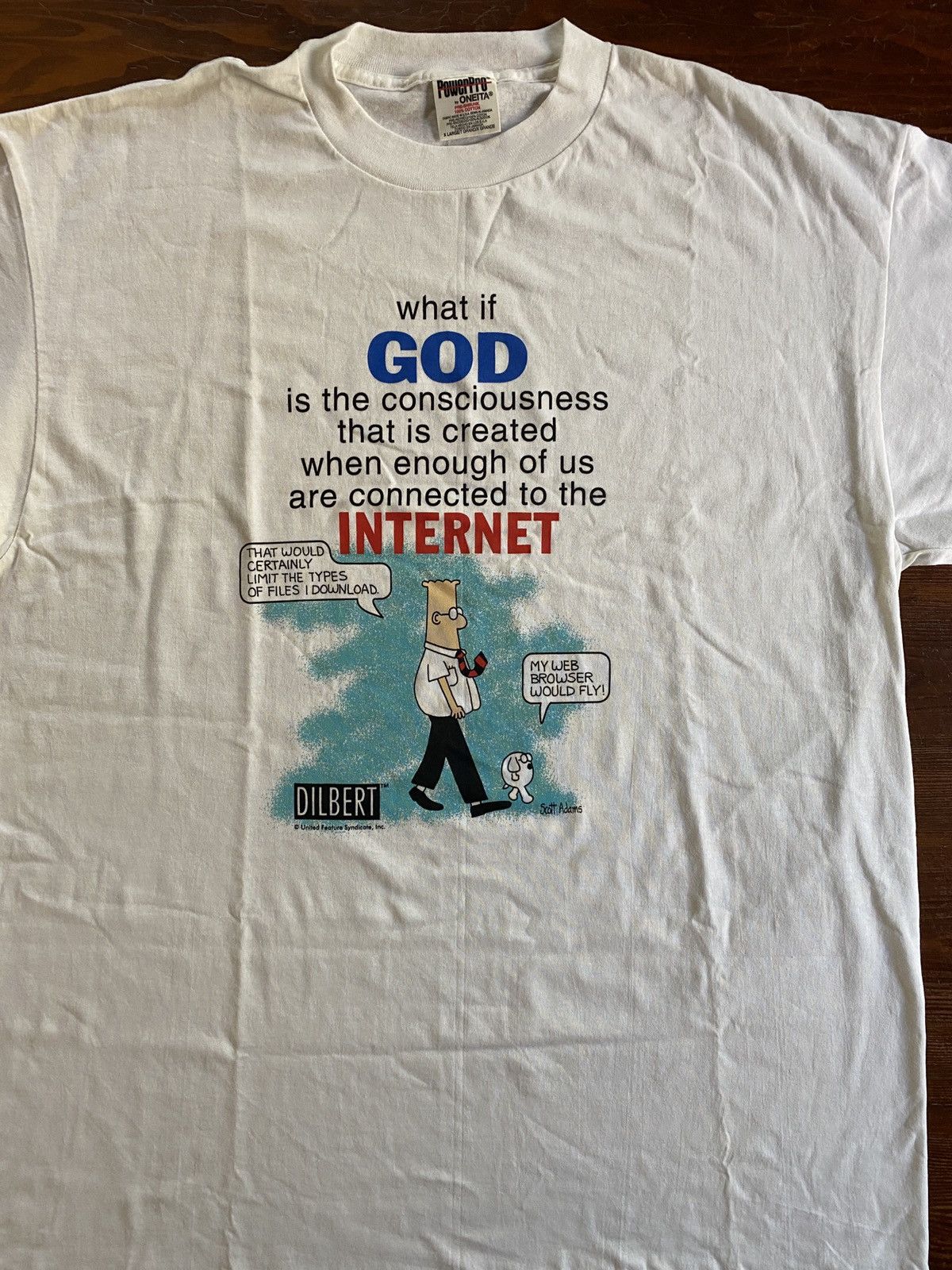 Vintage Vintage 90’s Dilbert God Is Internet Single Stitch Tee Size US XL / EU 56 / 4 - 1 Thumbnail
