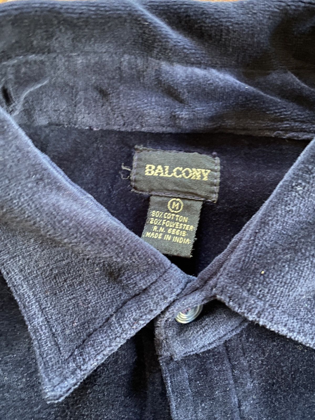 Velour Vintage 90’s Balcony Dark Navy Velour Long Sleeve Button Up Size US M / EU 48-50 / 2 - 5 Thumbnail