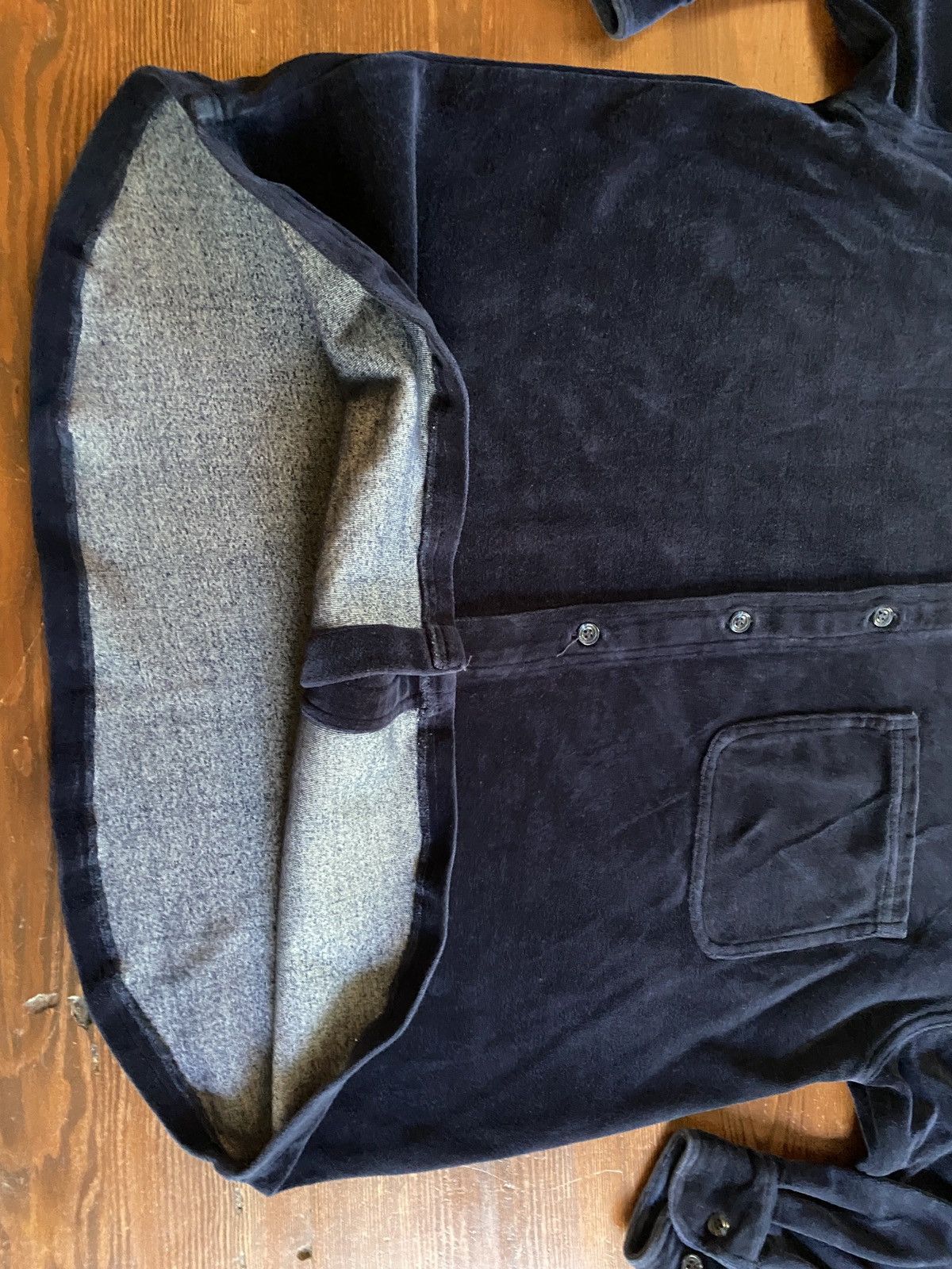 Velour Vintage 90’s Balcony Dark Navy Velour Long Sleeve Button Up Size US M / EU 48-50 / 2 - 7 Thumbnail