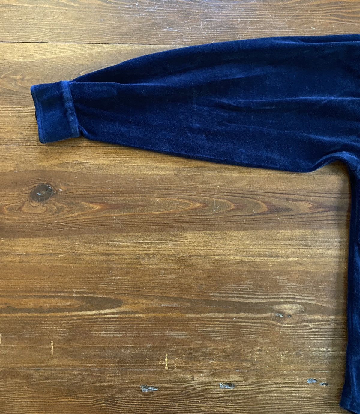 Velour Vintage 90’s Balcony Dark Navy Velour Long Sleeve Button Up Size US M / EU 48-50 / 2 - 9 Thumbnail