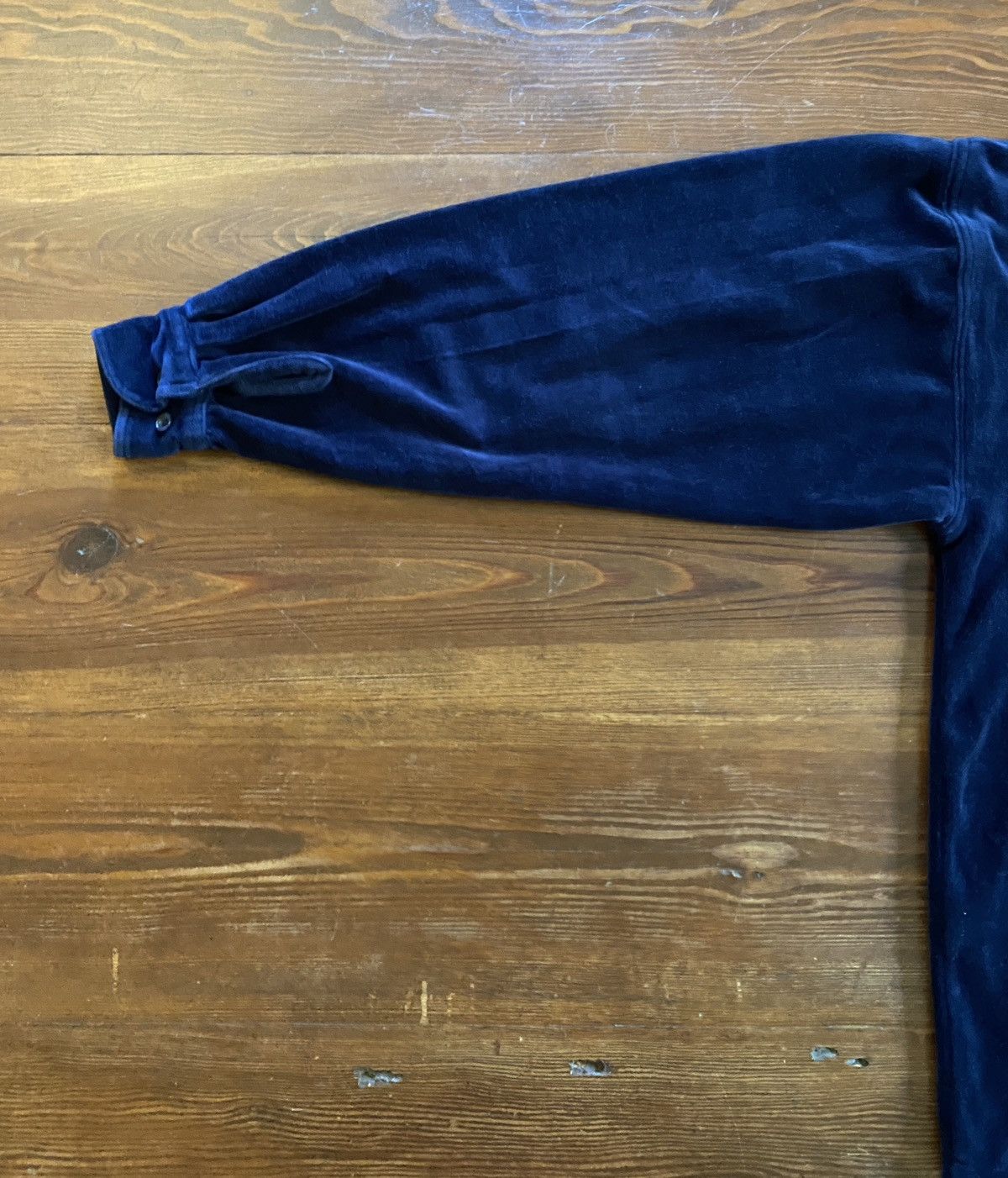Velour Vintage 90’s Balcony Dark Navy Velour Long Sleeve Button Up Size US M / EU 48-50 / 2 - 12 Thumbnail