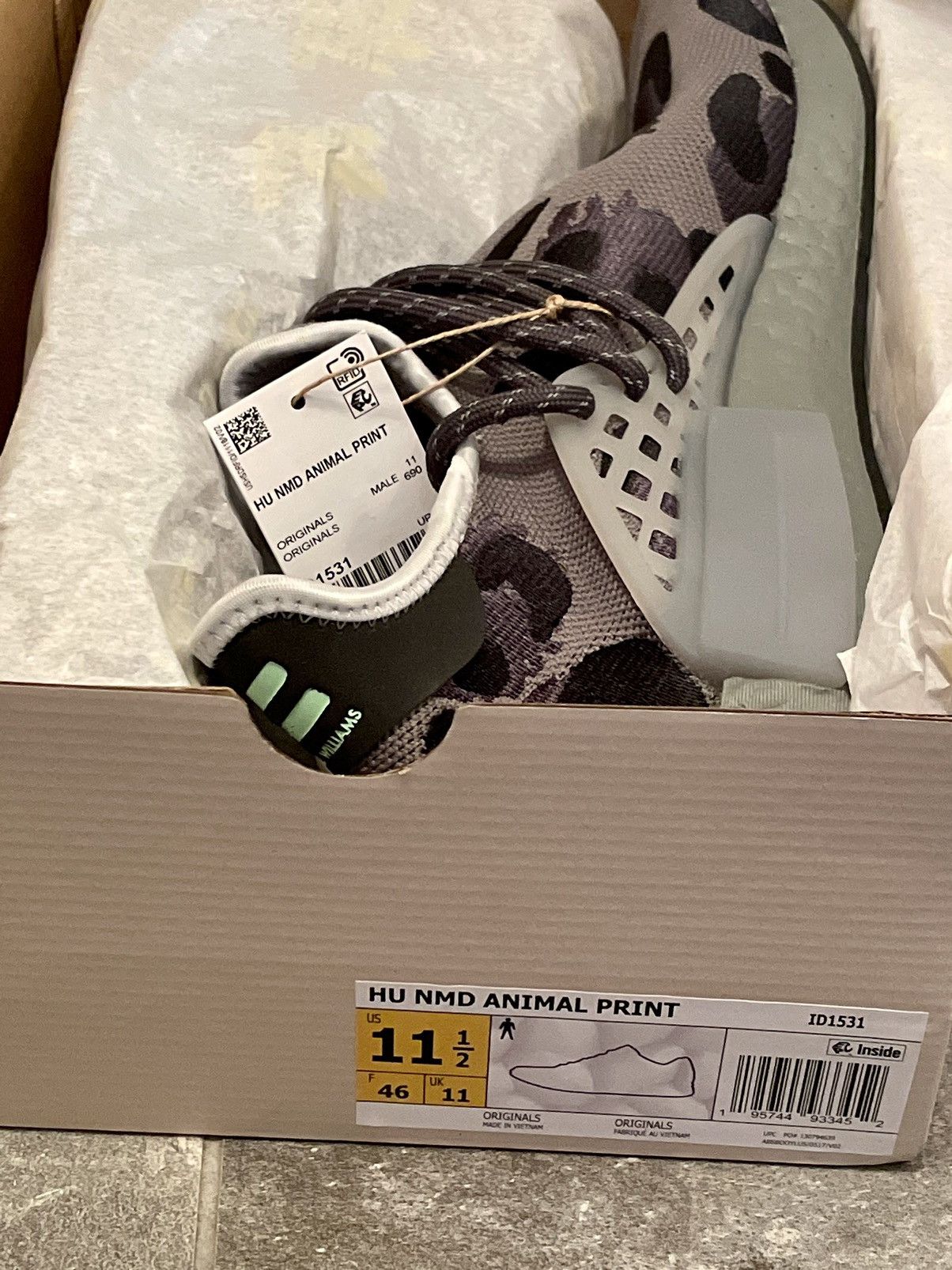 Adidas × Human Made × Pharrell Adidas x Pharrell HU NMD ANIMAL PRINT in Gray/Black 11.5US Size US 11.5 / EU 44-45 - 4 Thumbnail