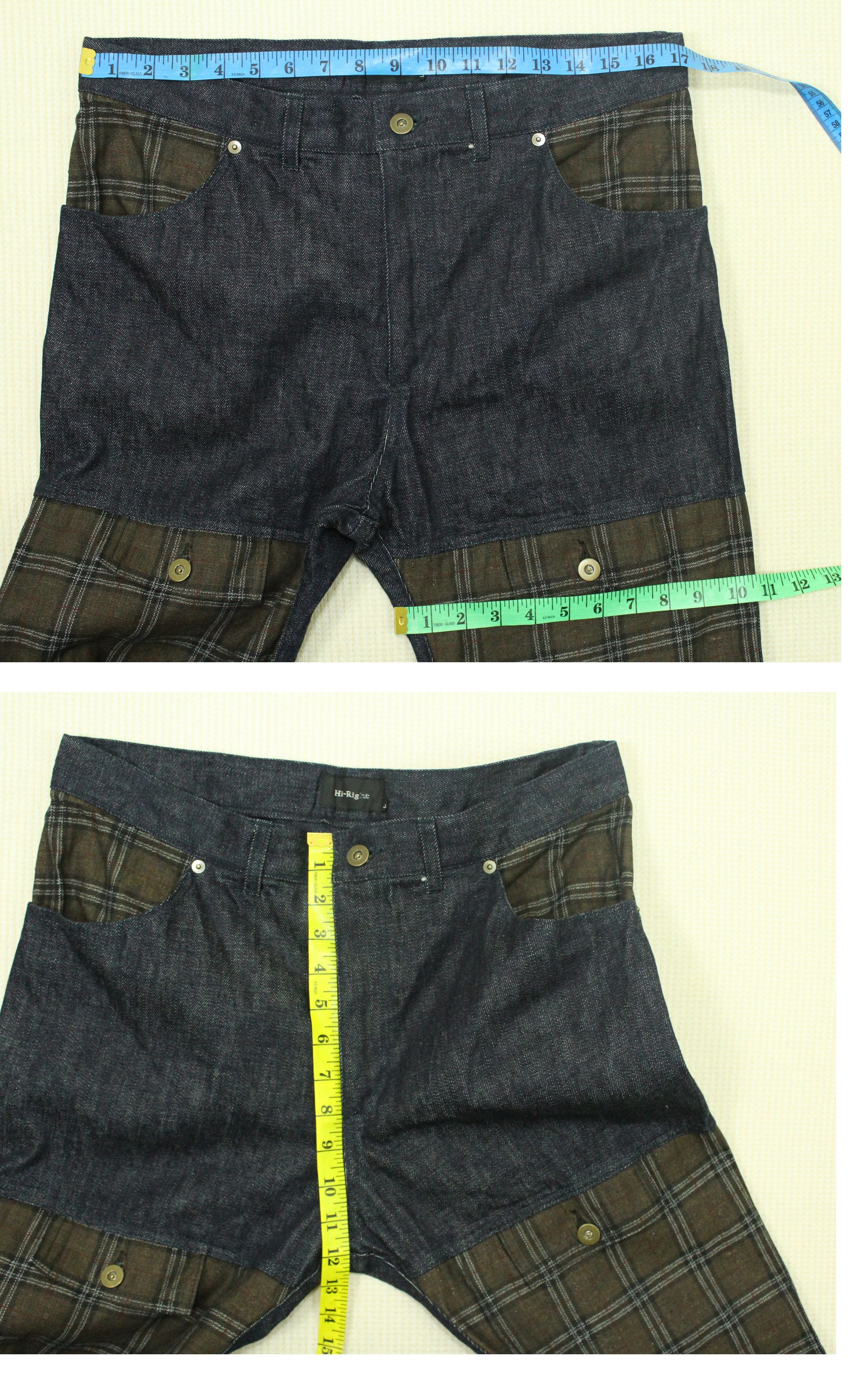 Japanese Brand Made In Japan HI RIGHT Denim Patchwork Checkered Pants Size US 34 / EU 50 - 10 Thumbnail