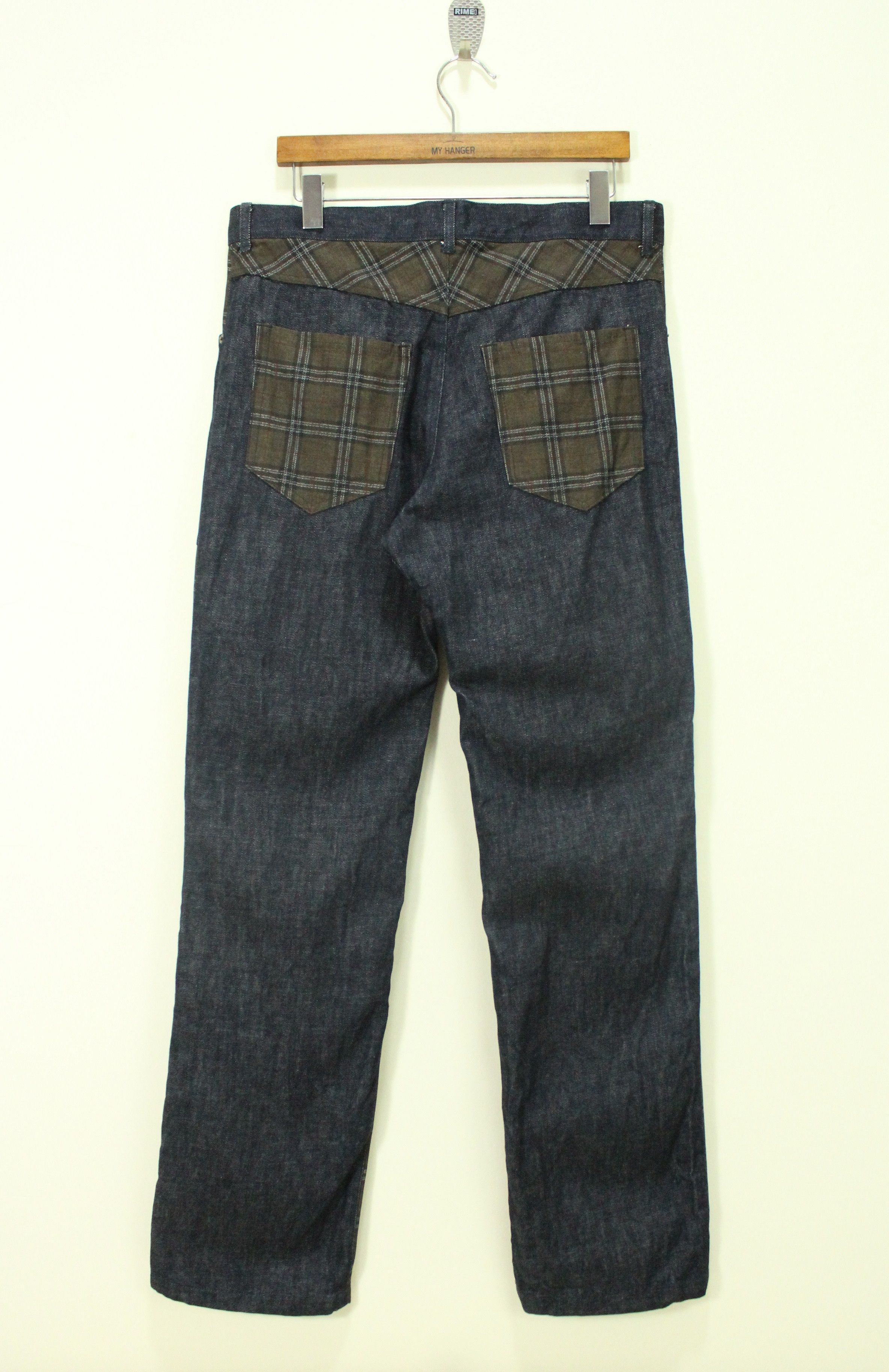 Japanese Brand Made In Japan HI RIGHT Denim Patchwork Checkered Pants Size US 34 / EU 50 - 3 Thumbnail