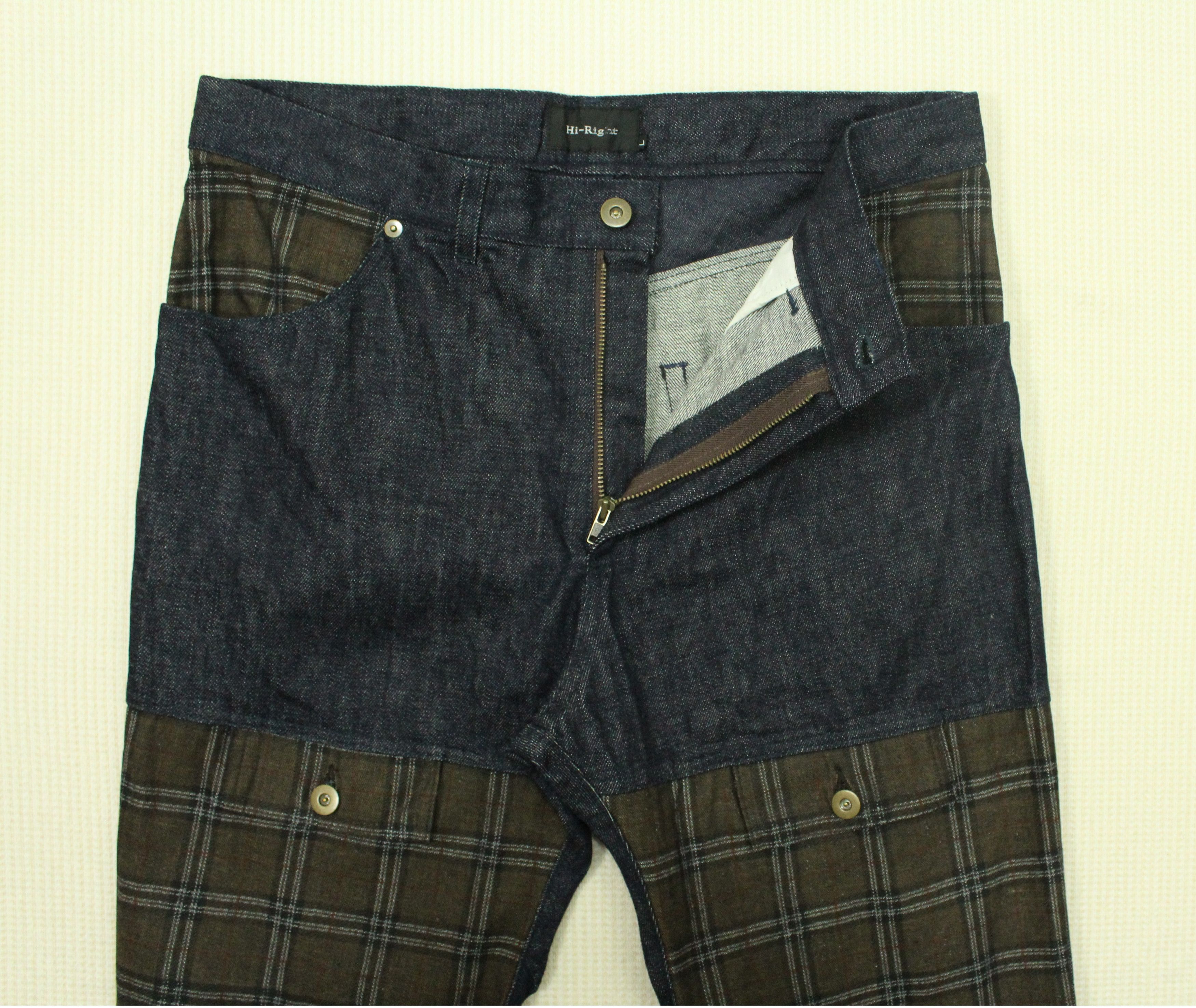 Japanese Brand Made In Japan HI RIGHT Denim Patchwork Checkered Pants Size US 34 / EU 50 - 6 Thumbnail