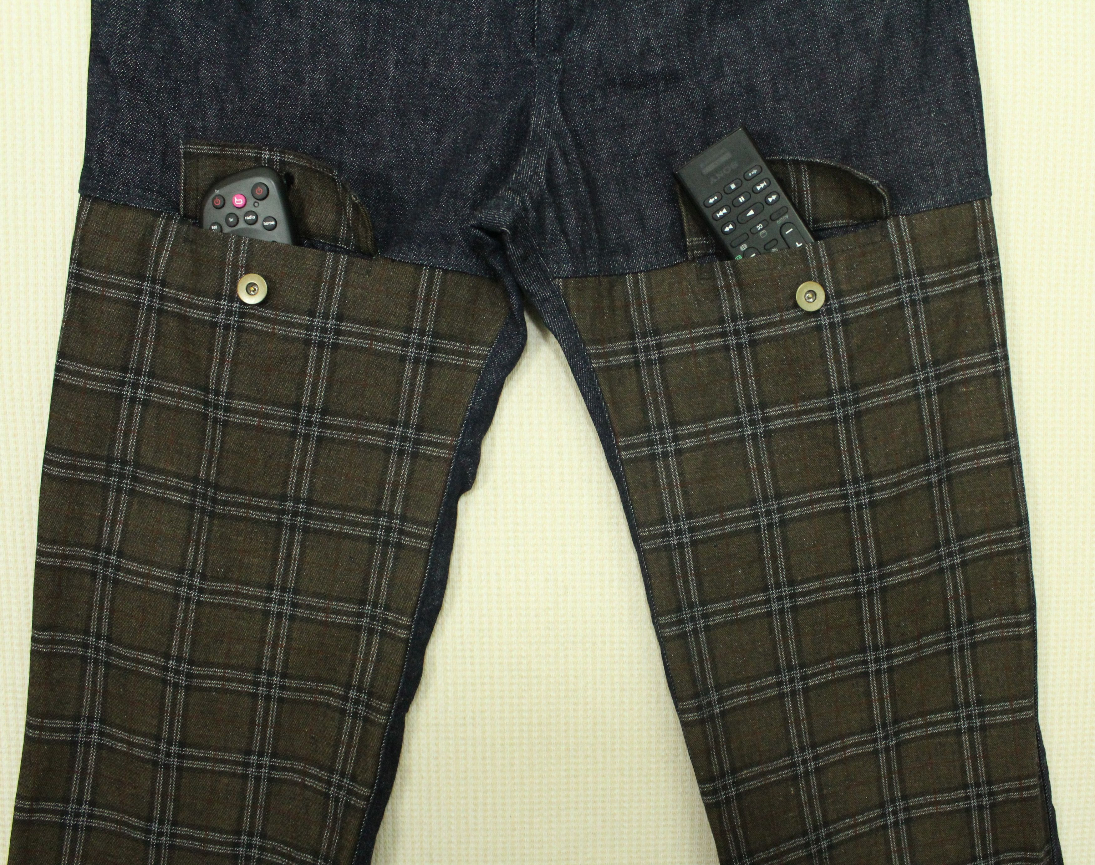 Japanese Brand Made In Japan HI RIGHT Denim Patchwork Checkered Pants Size US 34 / EU 50 - 5 Thumbnail