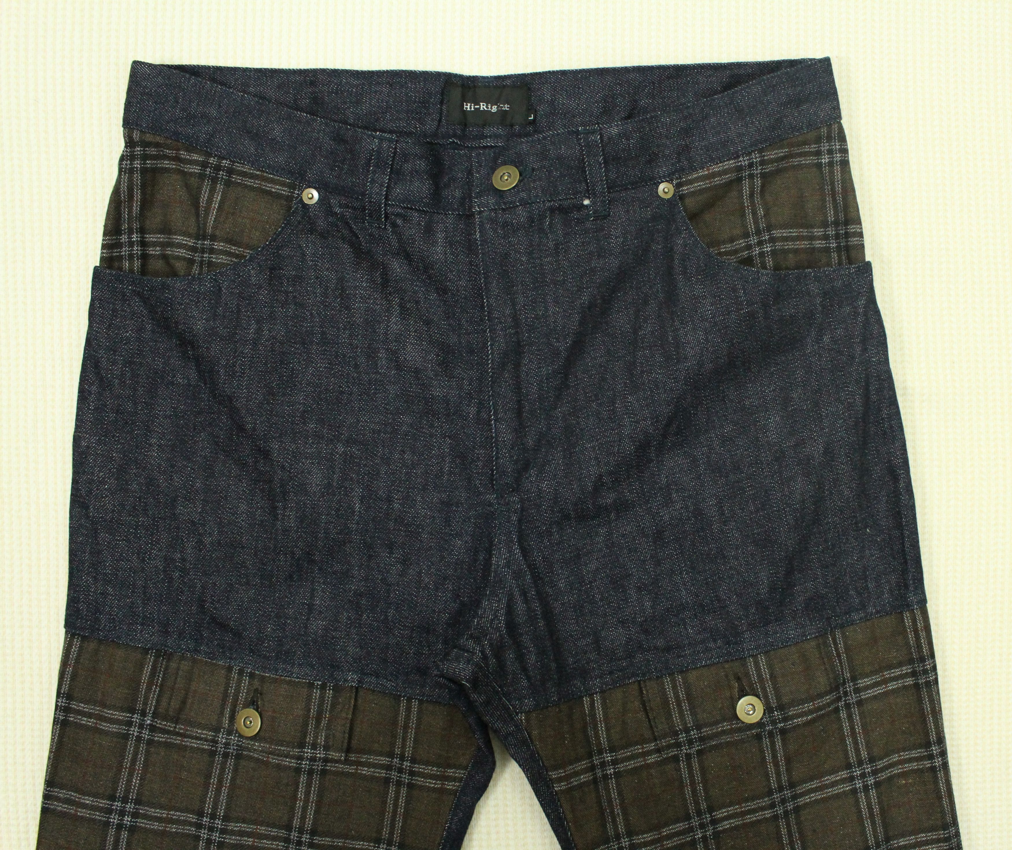 Japanese Brand Made In Japan HI RIGHT Denim Patchwork Checkered Pants Size US 34 / EU 50 - 4 Thumbnail