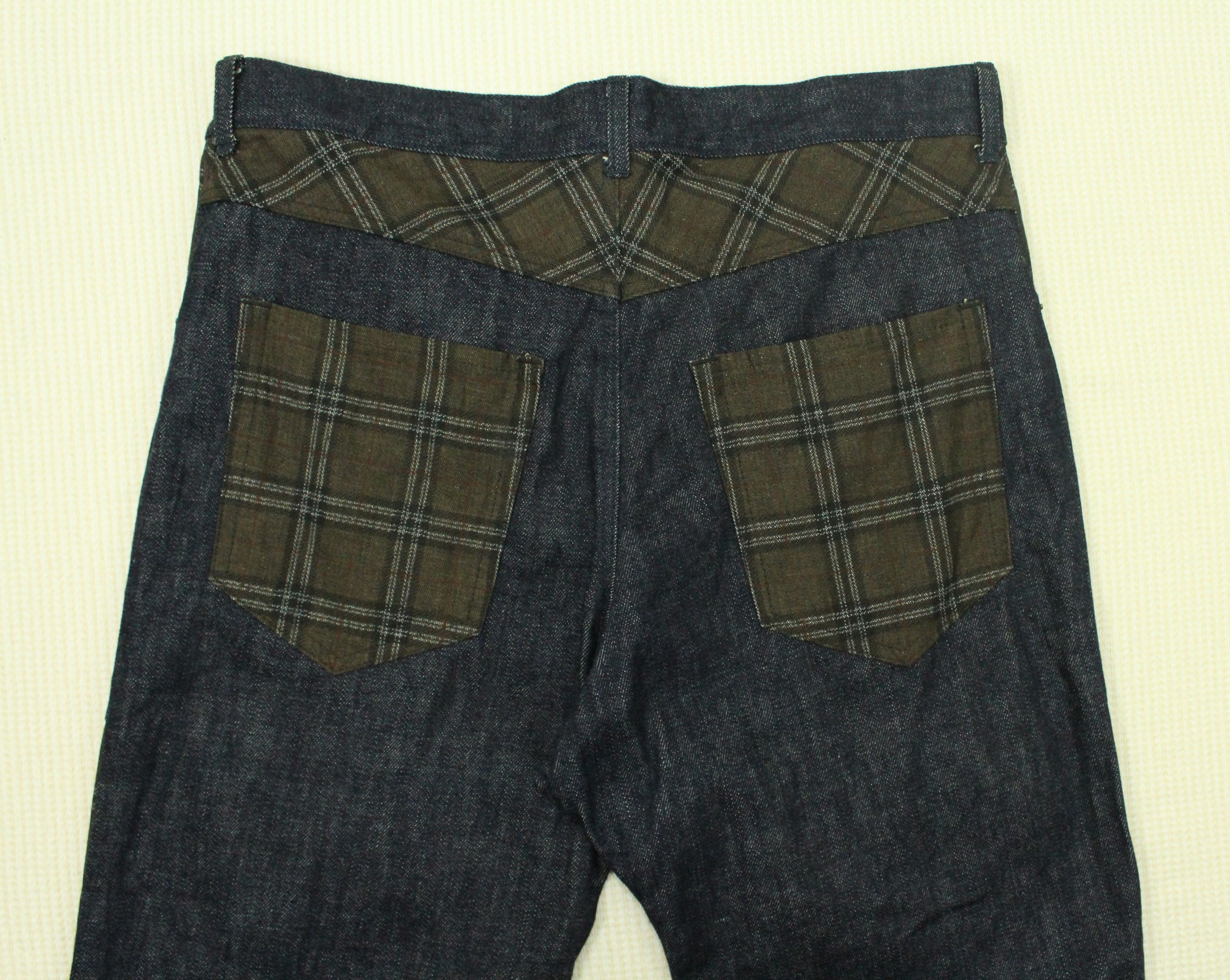 Japanese Brand Made In Japan HI RIGHT Denim Patchwork Checkered Pants Size US 34 / EU 50 - 7 Thumbnail