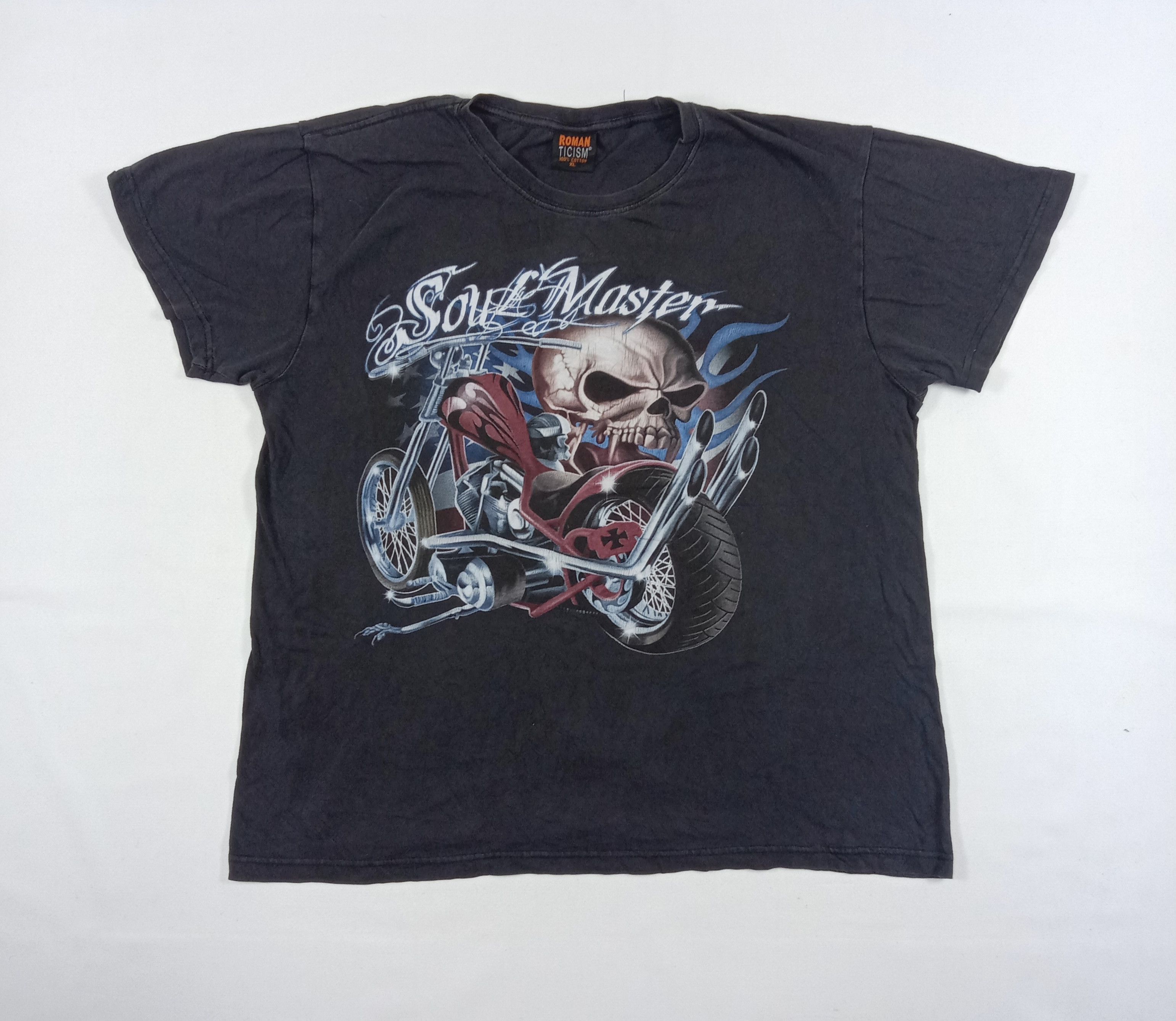 Japanese Brand Vintage Roman Ticism Soul Master Skull Motorcycle T Shirt Size US L / EU 52-54 / 3 - 1 Thumbnail