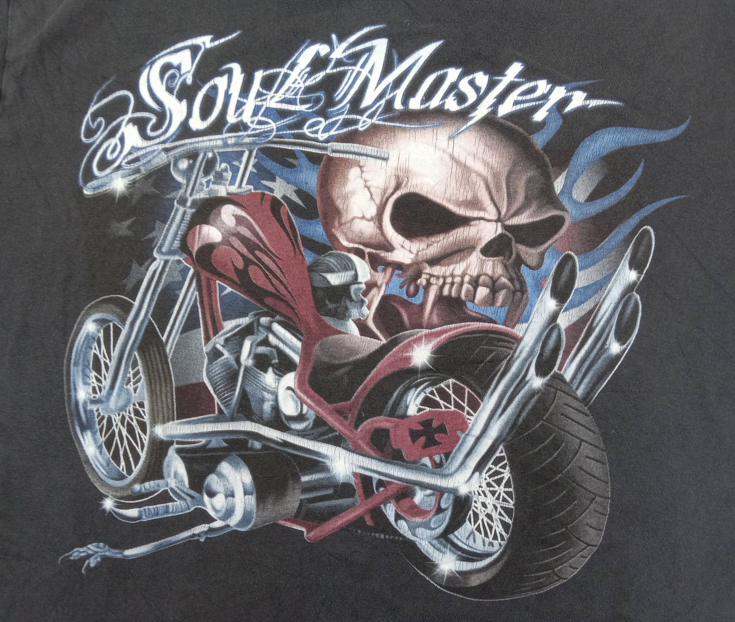Japanese Brand Vintage Roman Ticism Soul Master Skull Motorcycle T Shirt Size US L / EU 52-54 / 3 - 2 Thumbnail