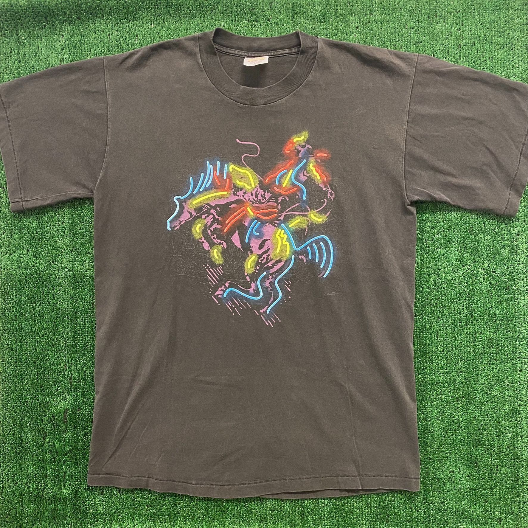 Marlboro Crazy Vintage 90s Faded Marlboro Neon Cowboy Rodeo T-Shirt Size US L / EU 52-54 / 3 - 1 Thumbnail