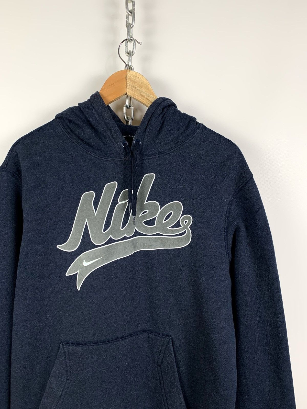 Nike Vintage Nike Big Logo Velour Navy Blue Hoodie Size US L / EU 52-54 / 3 - 3 Thumbnail