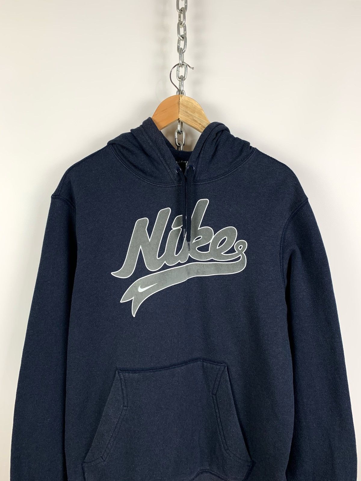 Nike Vintage Nike Big Logo Velour Navy Blue Hoodie Size US L / EU 52-54 / 3 - 2 Thumbnail