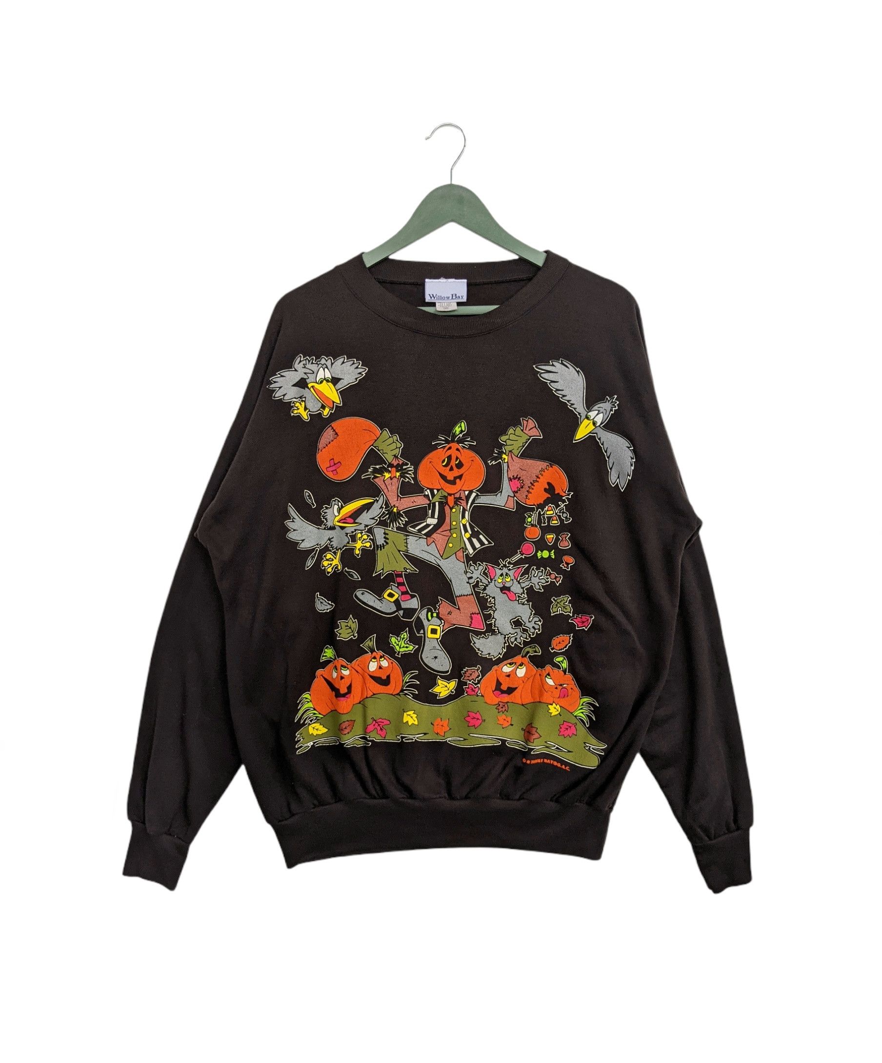 Vintage Vintage 90s Halloween Pumpkin Party Sweatshirt Size US L / EU 52-54 / 3 - 1 Thumbnail