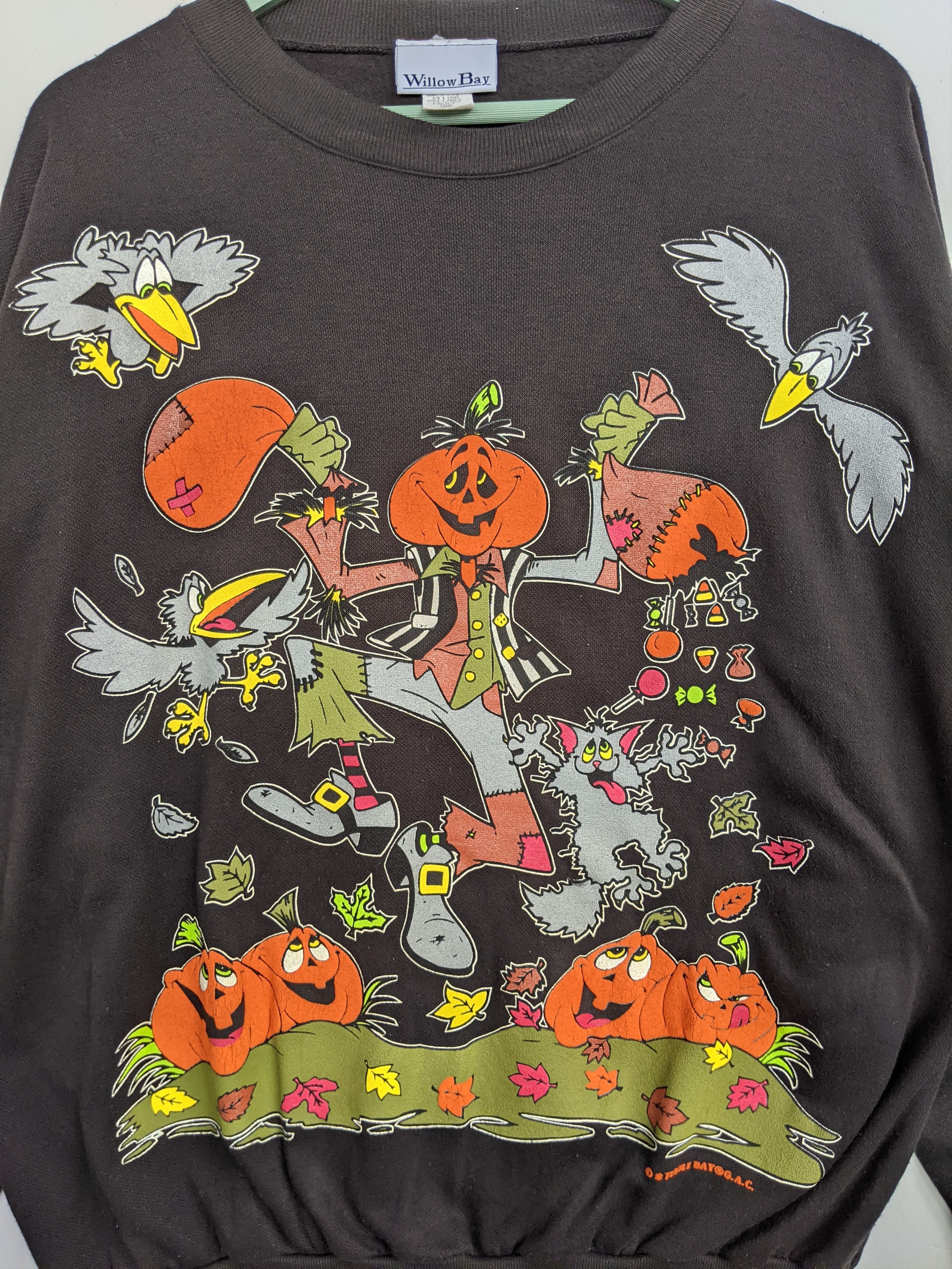 Vintage Vintage 90s Halloween Pumpkin Party Sweatshirt Size US L / EU 52-54 / 3 - 3 Thumbnail