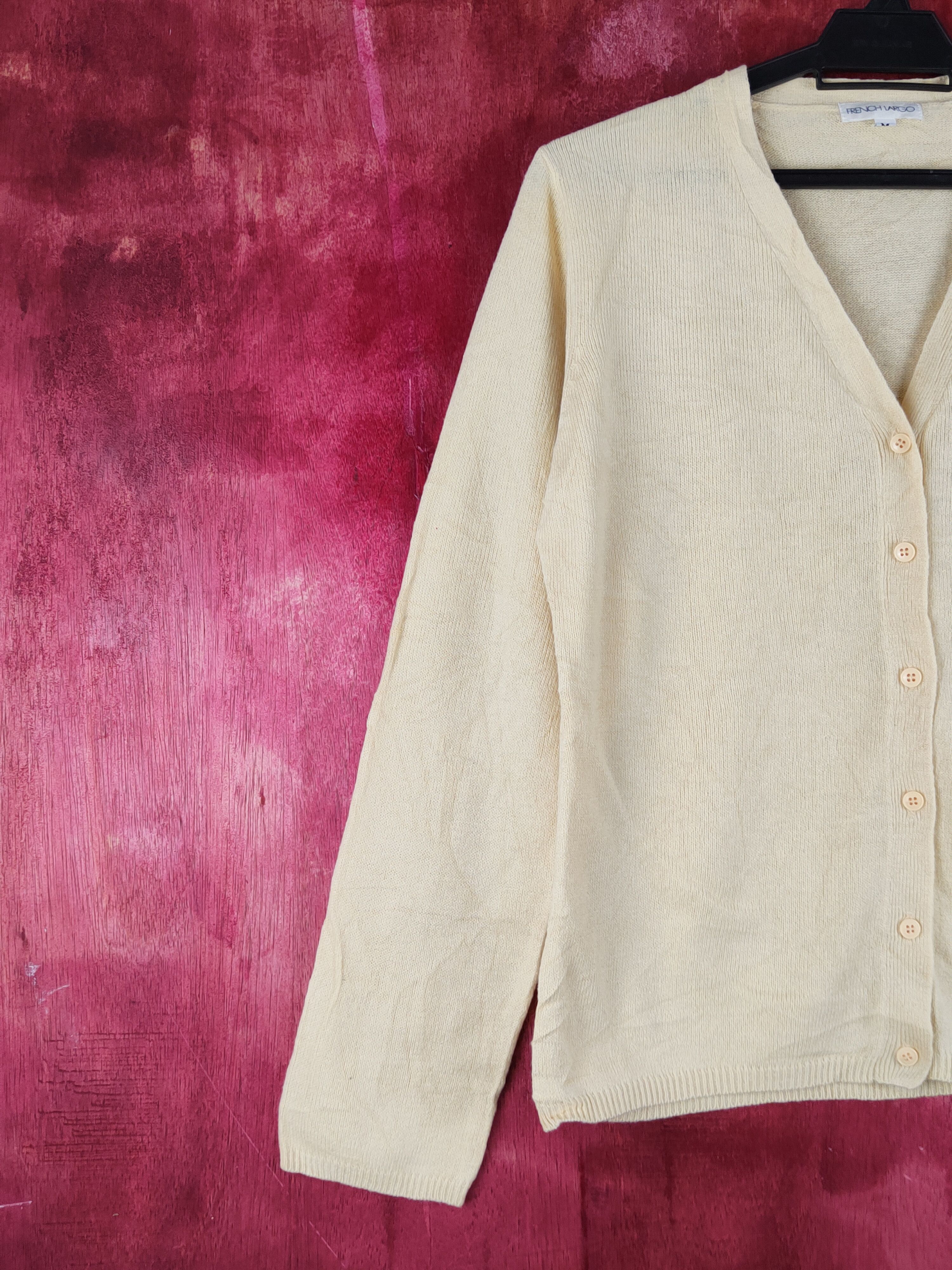 Japanese Brand French Largo Light Mustard Knitwear Cardigan #S1220 Size M / US 6-8 / IT 42-44 - 3 Thumbnail