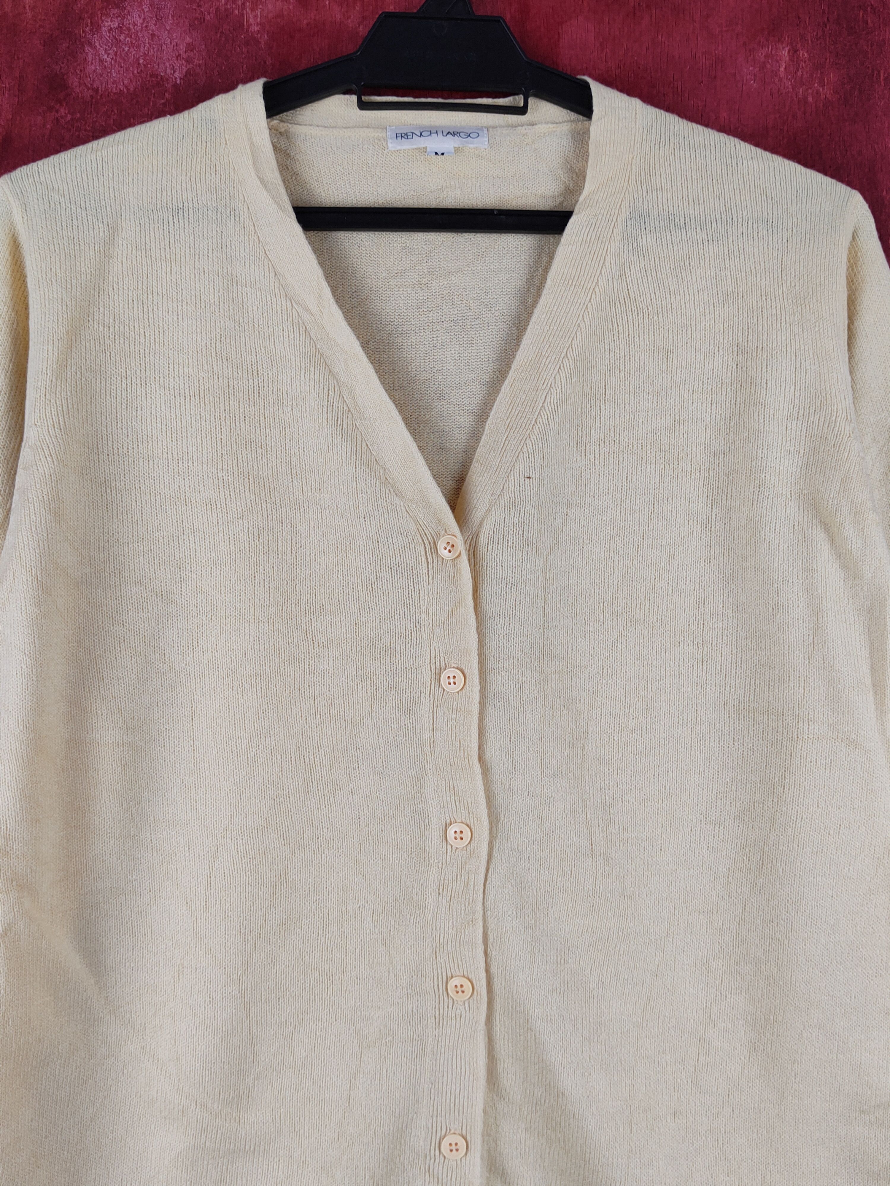 Japanese Brand French Largo Light Mustard Knitwear Cardigan #S1220 Size M / US 6-8 / IT 42-44 - 2 Thumbnail