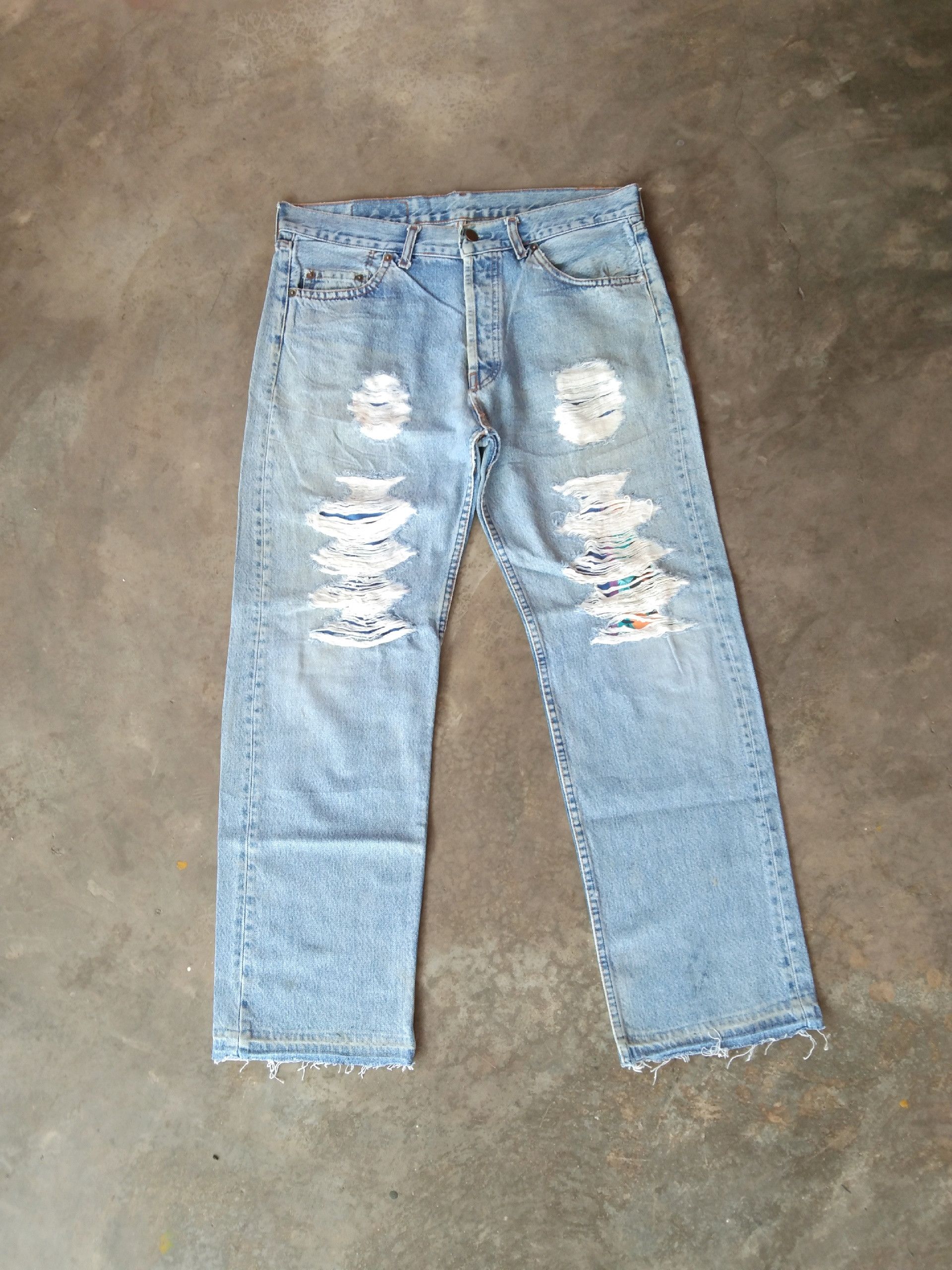 Levi's 80s Vintage Levi's 501 Released Hem Distressed Jeans 34x29 Size US 34 / EU 50 - 1 Thumbnail