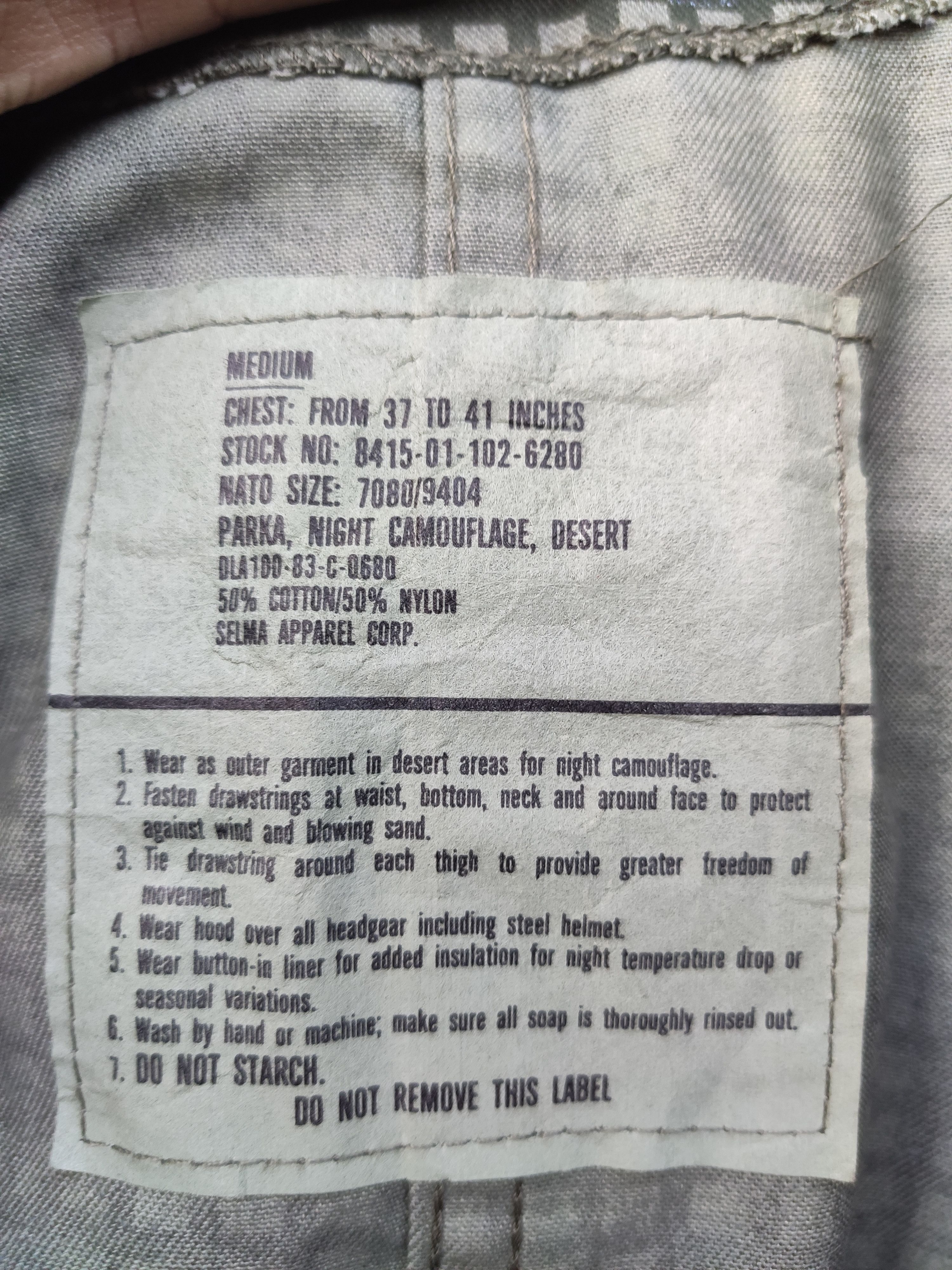 Other 🔥 Vintage US Army Parkas Night Camouflage Desert Size US M / EU 48-50 / 2 - 6 Thumbnail