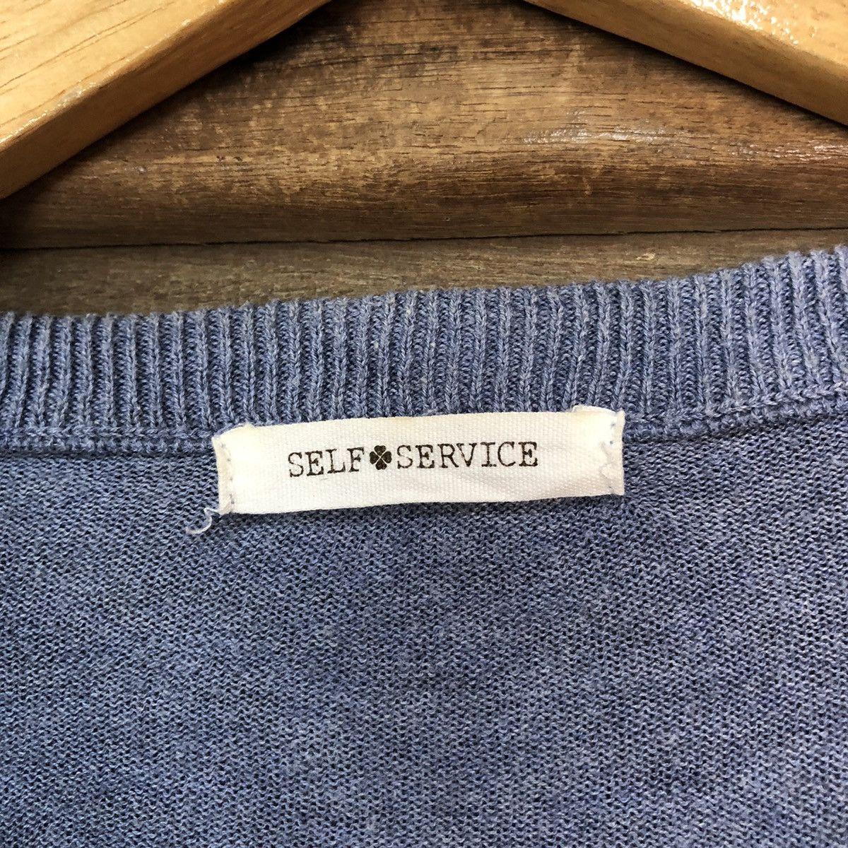 Homespun Knitwear × Japanese Brand Self Sewice Blue Patterned Cardigan thin Knitwear #7304 Size S / US 4 / IT 40 - 7 Thumbnail
