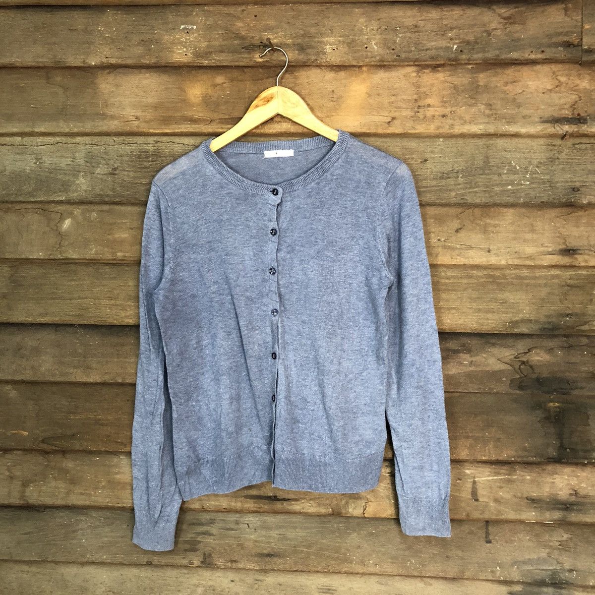 Homespun Knitwear × Japanese Brand Self Sewice Blue Patterned Cardigan thin Knitwear #7304 Size S / US 4 / IT 40 - 1 Thumbnail