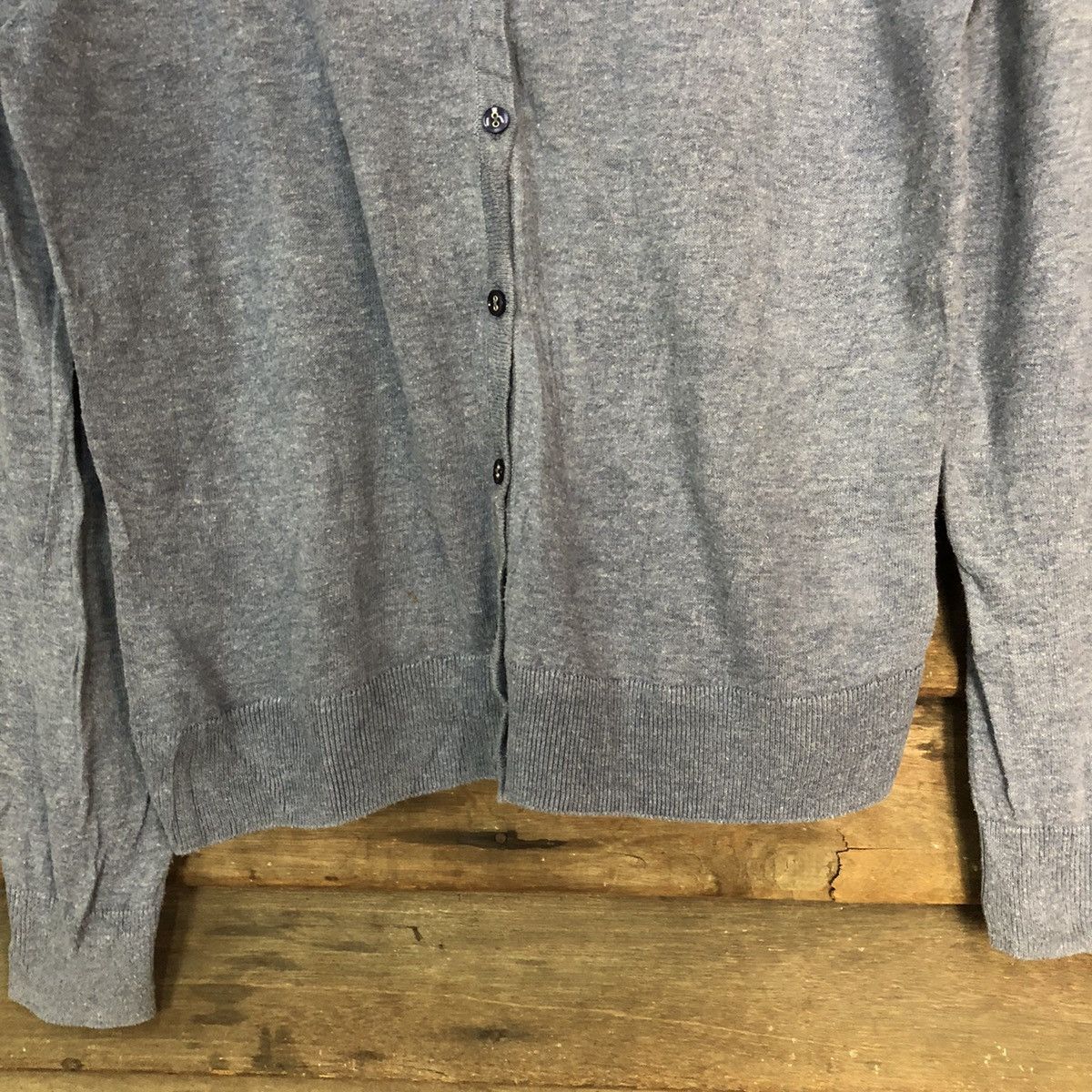 Homespun Knitwear × Japanese Brand Self Sewice Blue Patterned Cardigan thin Knitwear #7304 Size S / US 4 / IT 40 - 6 Thumbnail
