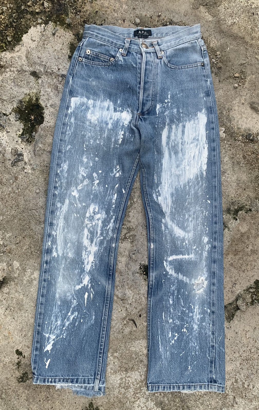A.P.C. × Japanese Brand × Vintage VINTAGE A.P.C JEANS SALVADGE SPLASH PAINT AND DISTRESSED Size 24" / US 00 / IT 34 - 1 Thumbnail