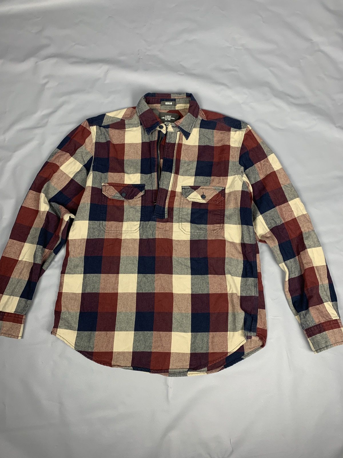H&M × Vintage Checkered 1/2 Half Zip Pockets Shirt Travis Kanye Style Size US M / EU 48-50 / 2 - 1 Thumbnail