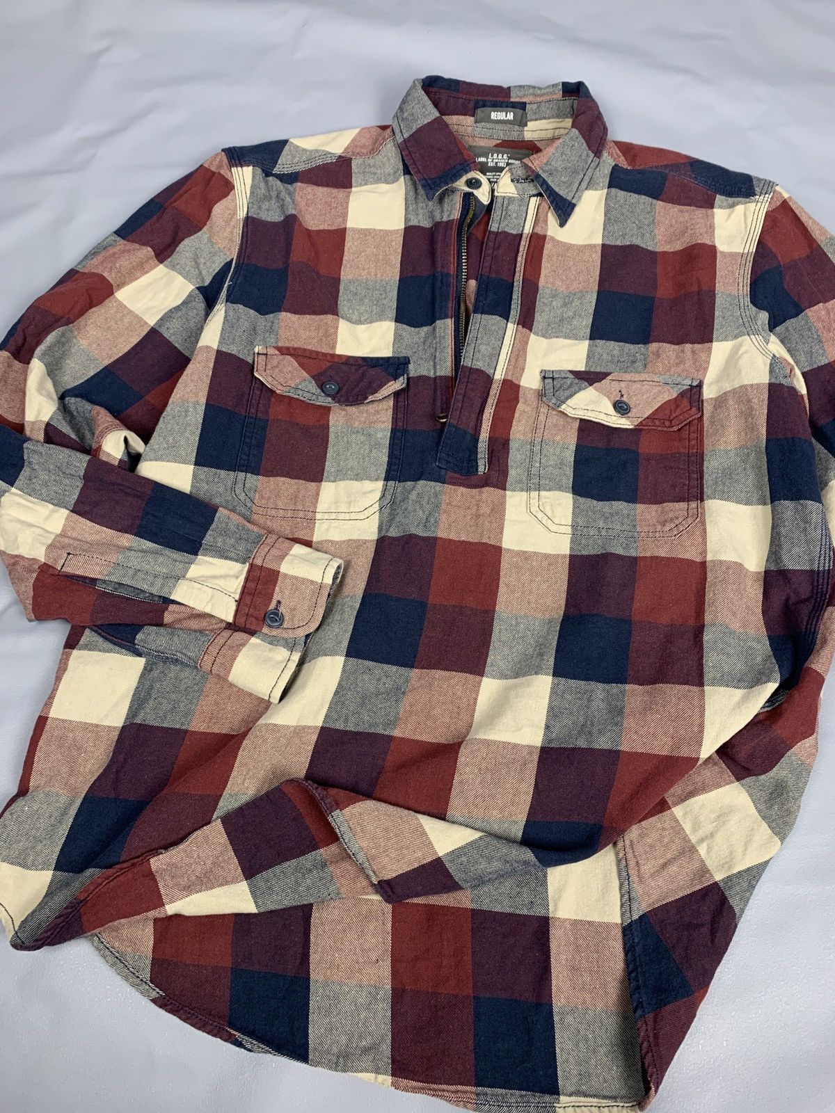 H&M × Vintage Checkered 1/2 Half Zip Pockets Shirt Travis Kanye Style Size US M / EU 48-50 / 2 - 3 Thumbnail