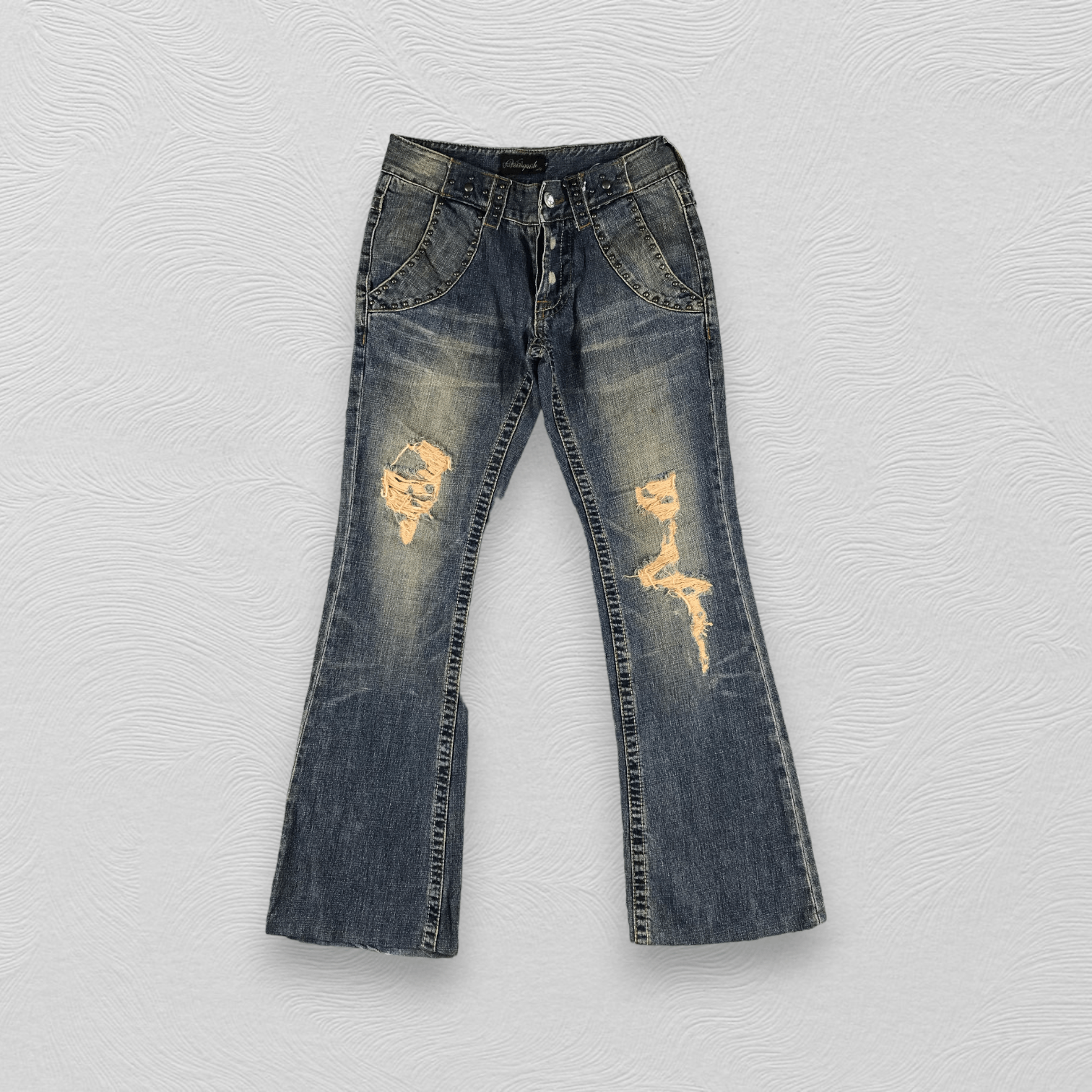 image of Distressed Denim x Vanquish Jeans Distressed Rusty Flare Denim Kj1326 in Blue, Men's (Size 28)