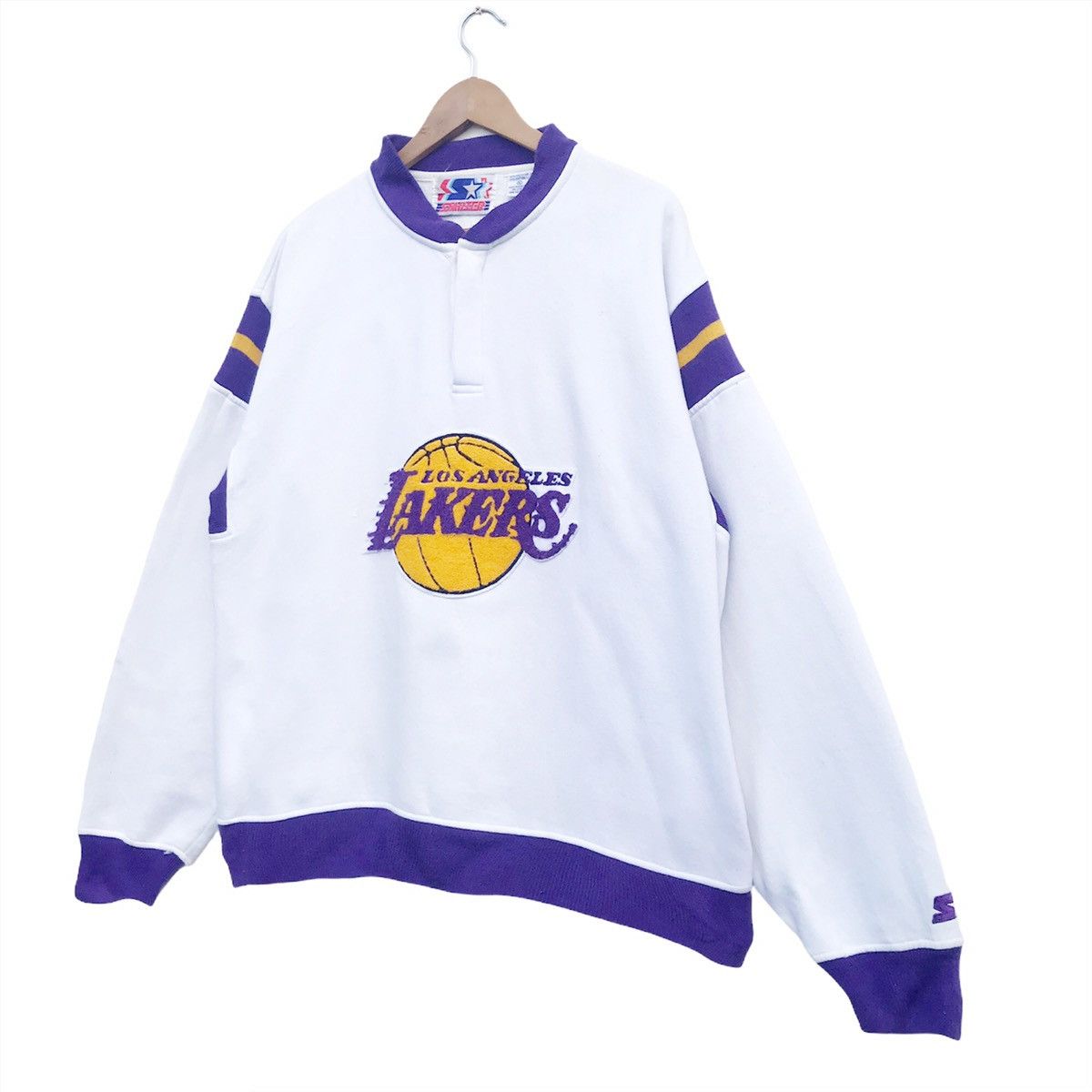 NBA 90’s Los angeles Lakers half Button sweatshirt Size US XL / EU 56 / 4 - 2 Thumbnail
