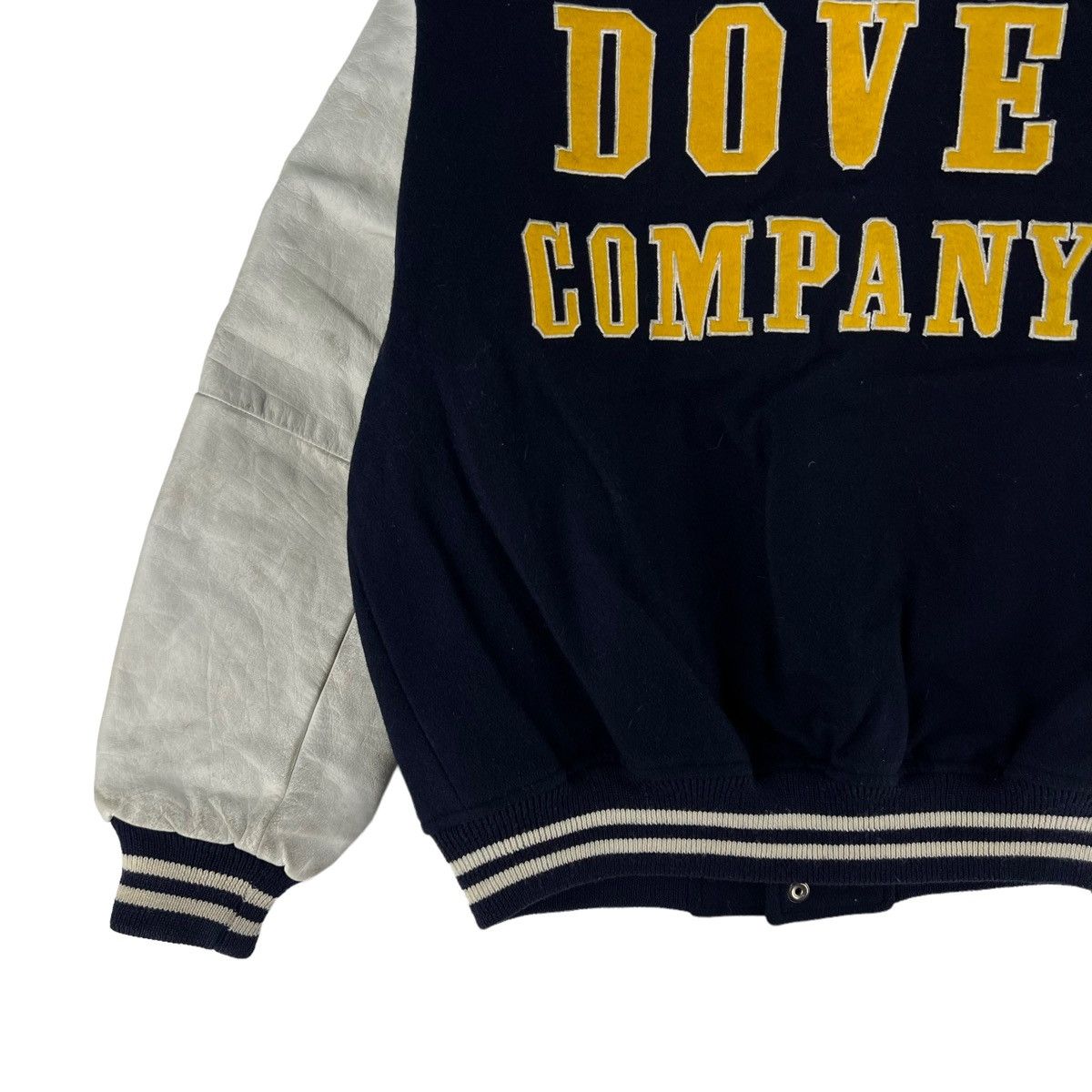 Japanese Brand VINTAGE VARSITY JACKET DOVE COMPANY BIG LOGO LEATHER Size US M / EU 48-50 / 2 - 8 Thumbnail