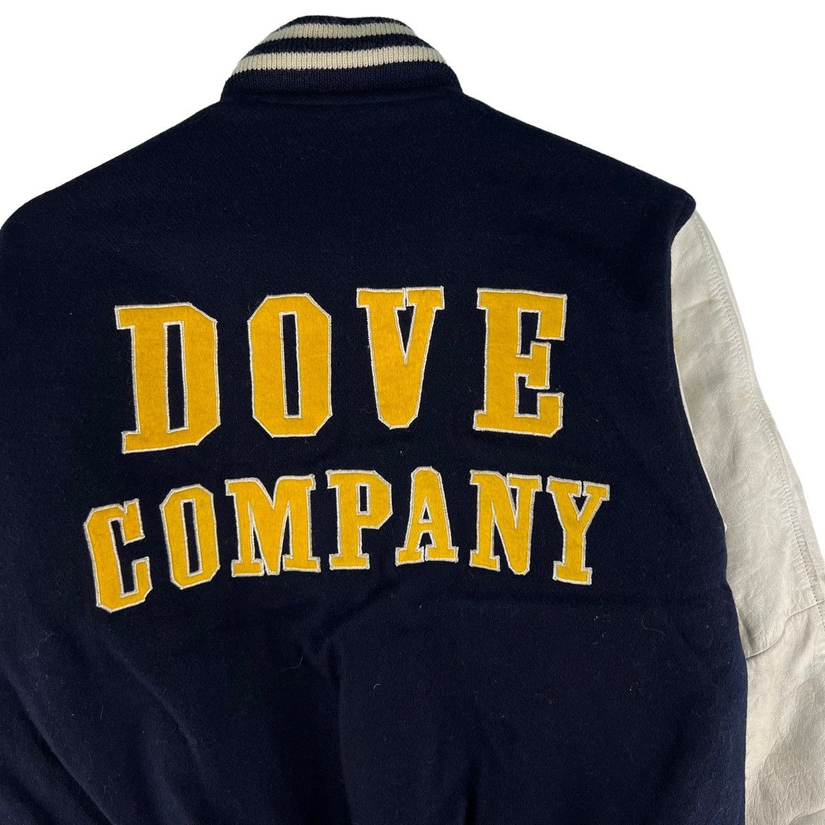 Japanese Brand VINTAGE VARSITY JACKET DOVE COMPANY BIG LOGO LEATHER Size US M / EU 48-50 / 2 - 9 Thumbnail
