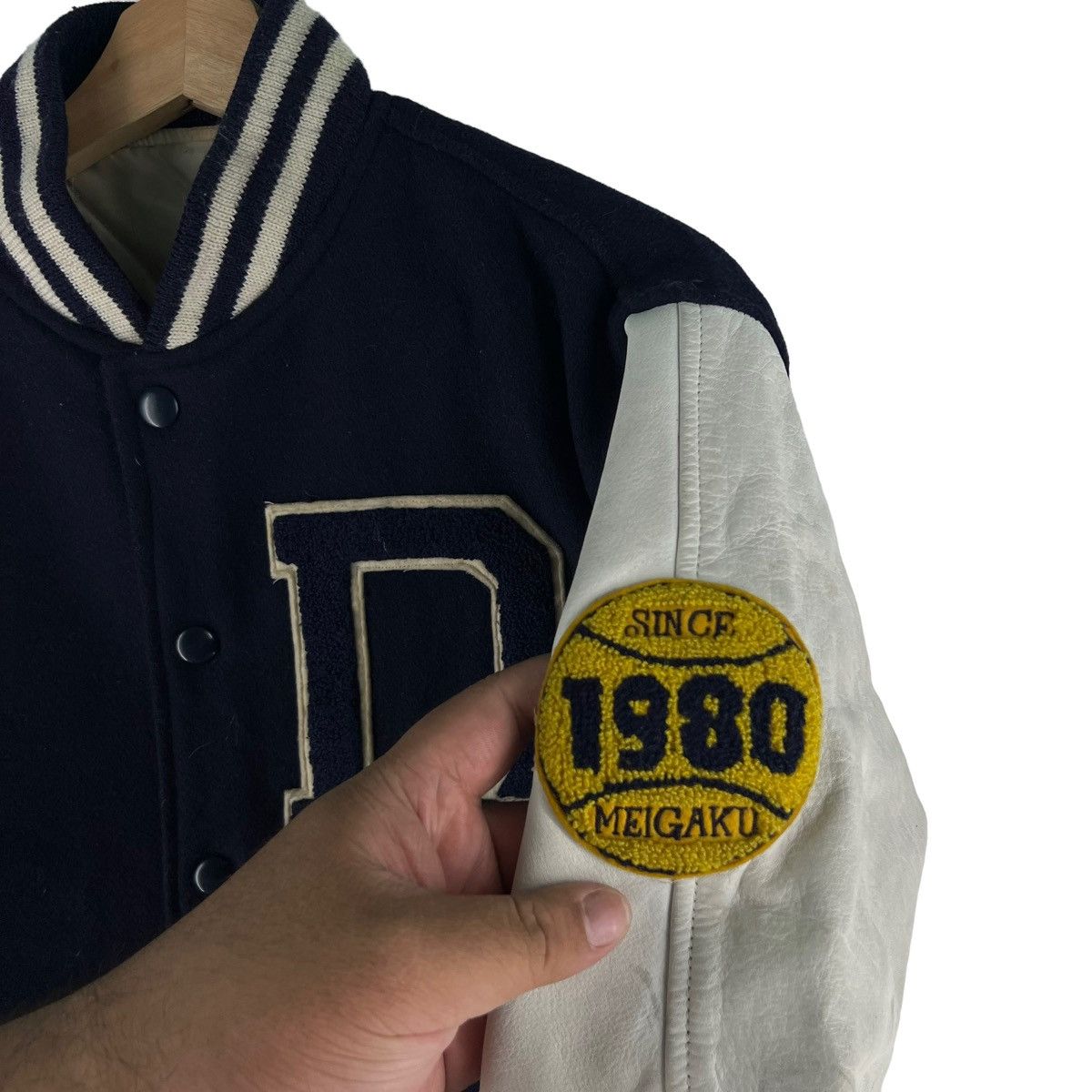 Japanese Brand VINTAGE VARSITY JACKET DOVE COMPANY BIG LOGO LEATHER Size US M / EU 48-50 / 2 - 4 Thumbnail