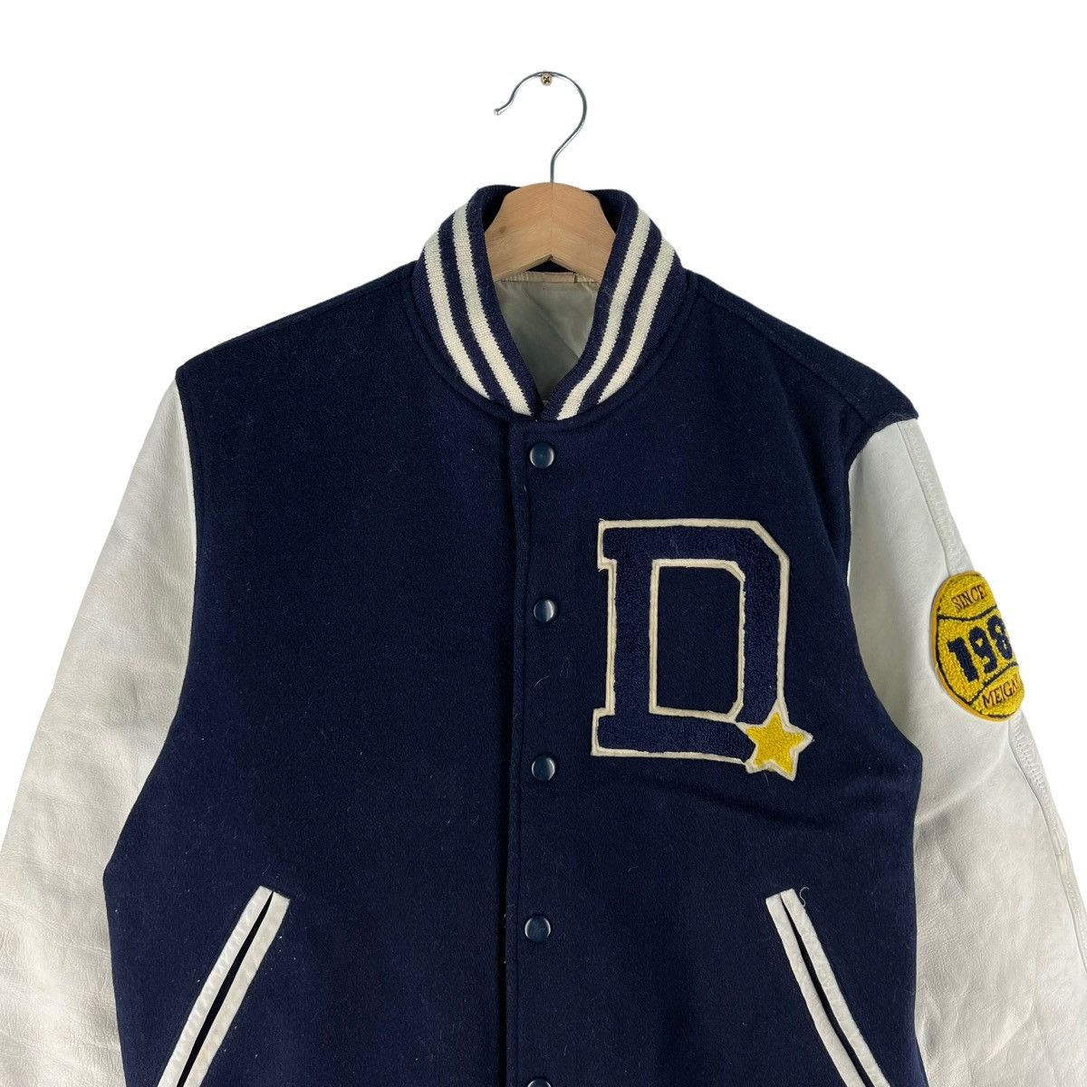 Japanese Brand VINTAGE VARSITY JACKET DOVE COMPANY BIG LOGO LEATHER Size US M / EU 48-50 / 2 - 3 Thumbnail