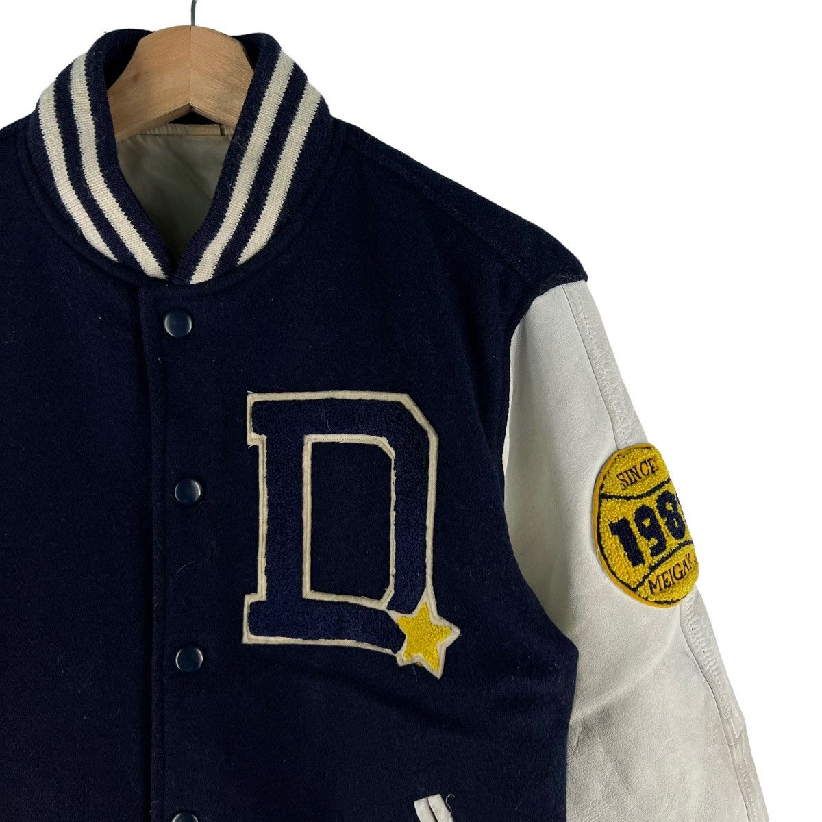 Japanese Brand VINTAGE VARSITY JACKET DOVE COMPANY BIG LOGO LEATHER Size US M / EU 48-50 / 2 - 6 Thumbnail