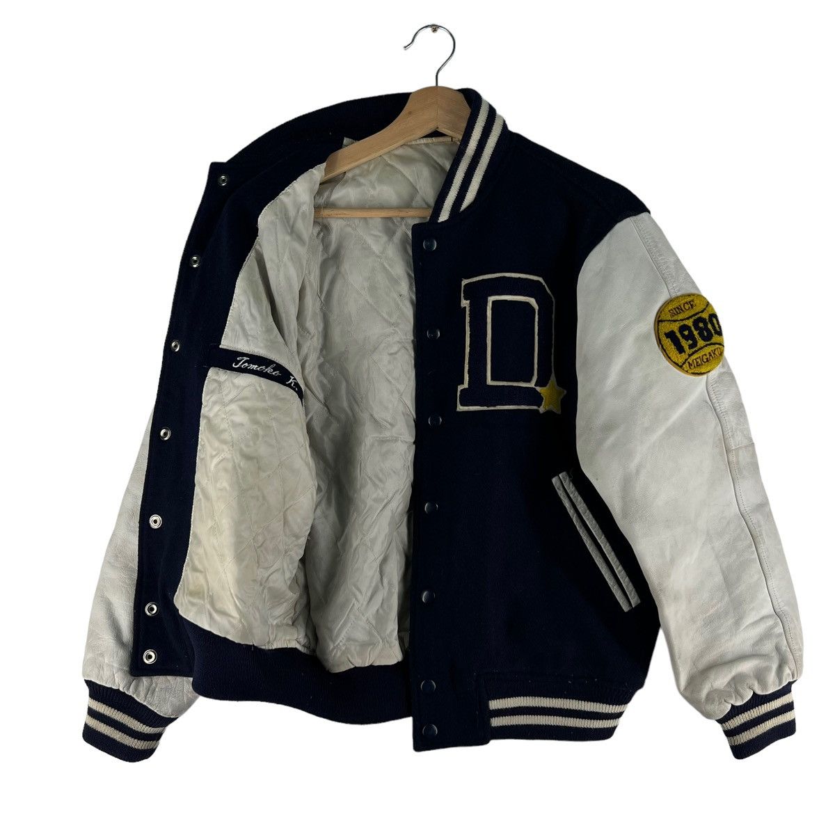 Japanese Brand VINTAGE VARSITY JACKET DOVE COMPANY BIG LOGO LEATHER Size US M / EU 48-50 / 2 - 11 Thumbnail