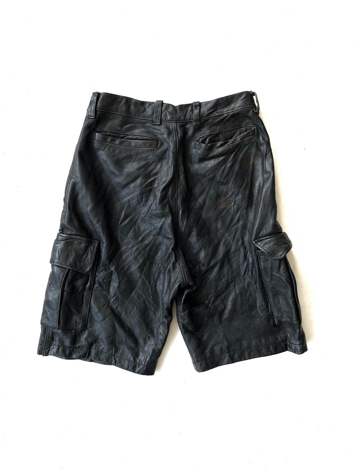 Genuine Leather × Johnbull ❌LAST DROP❌90s John Bull Lille Cowhide Leather Cargo Shorts Size US 28 / EU 44 - 4 Thumbnail