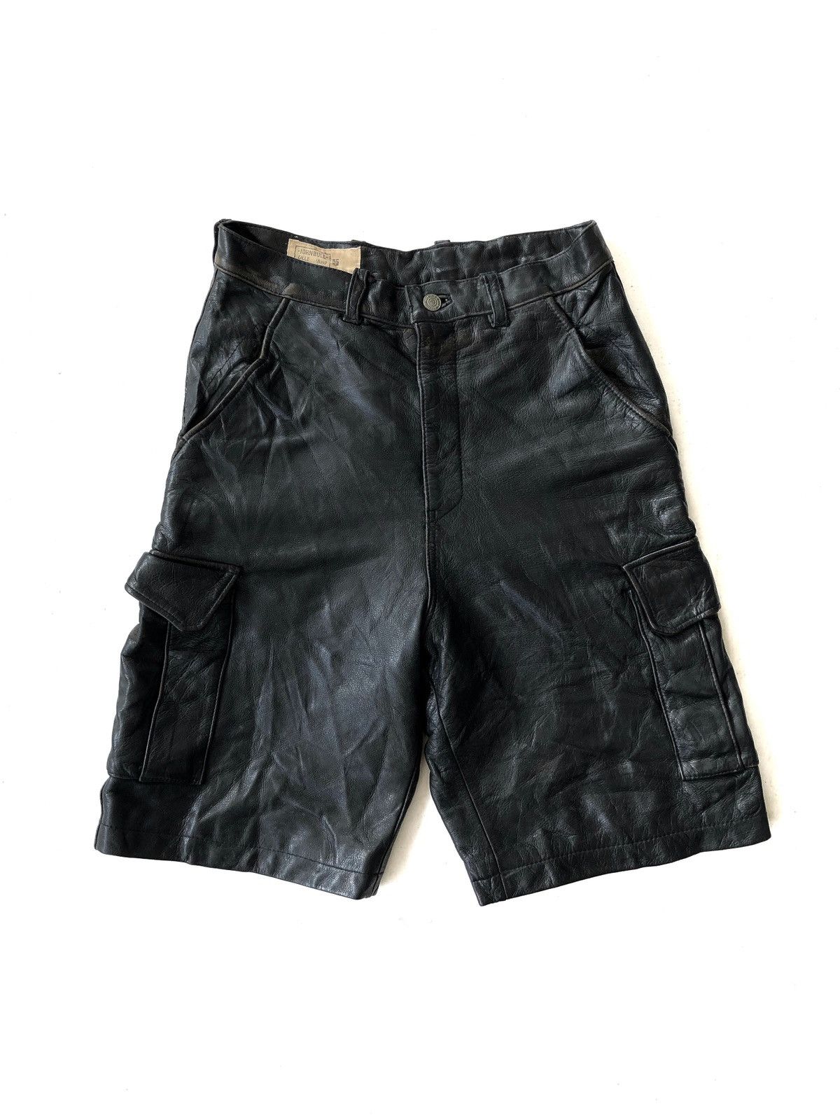 Genuine Leather × Johnbull ❌LAST DROP❌90s John Bull Lille Cowhide Leather Cargo Shorts Size US 28 / EU 44 - 2 Thumbnail
