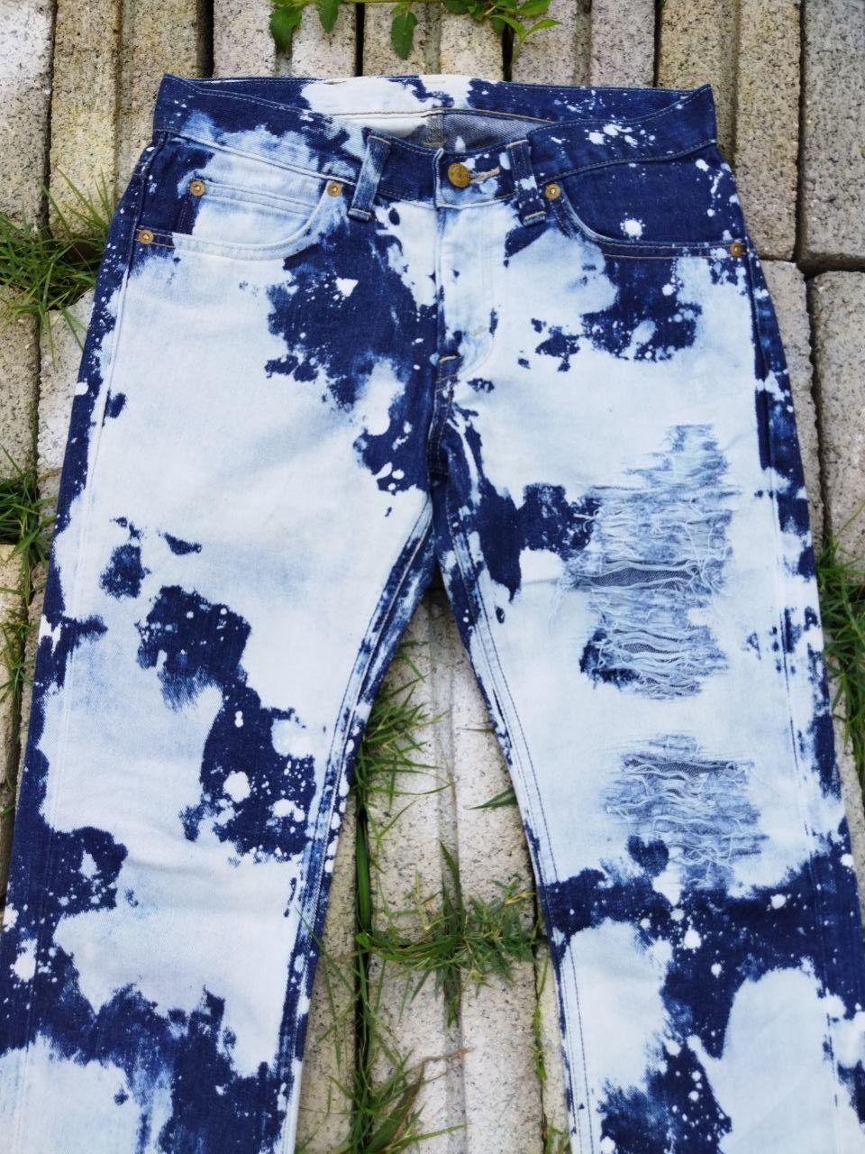 Lee Vintage Lee Bleach Distressed Jeans - Size 28 Size US 28 / EU 44 - 3 Thumbnail